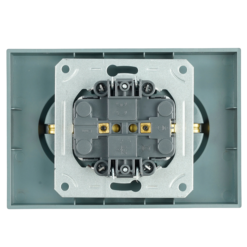 Розетка 2-местная с защитной шторкой, STEKKER, с/з, 250В, 16А, серия Эмили, RST16-5114-09, антрацит, soft touch