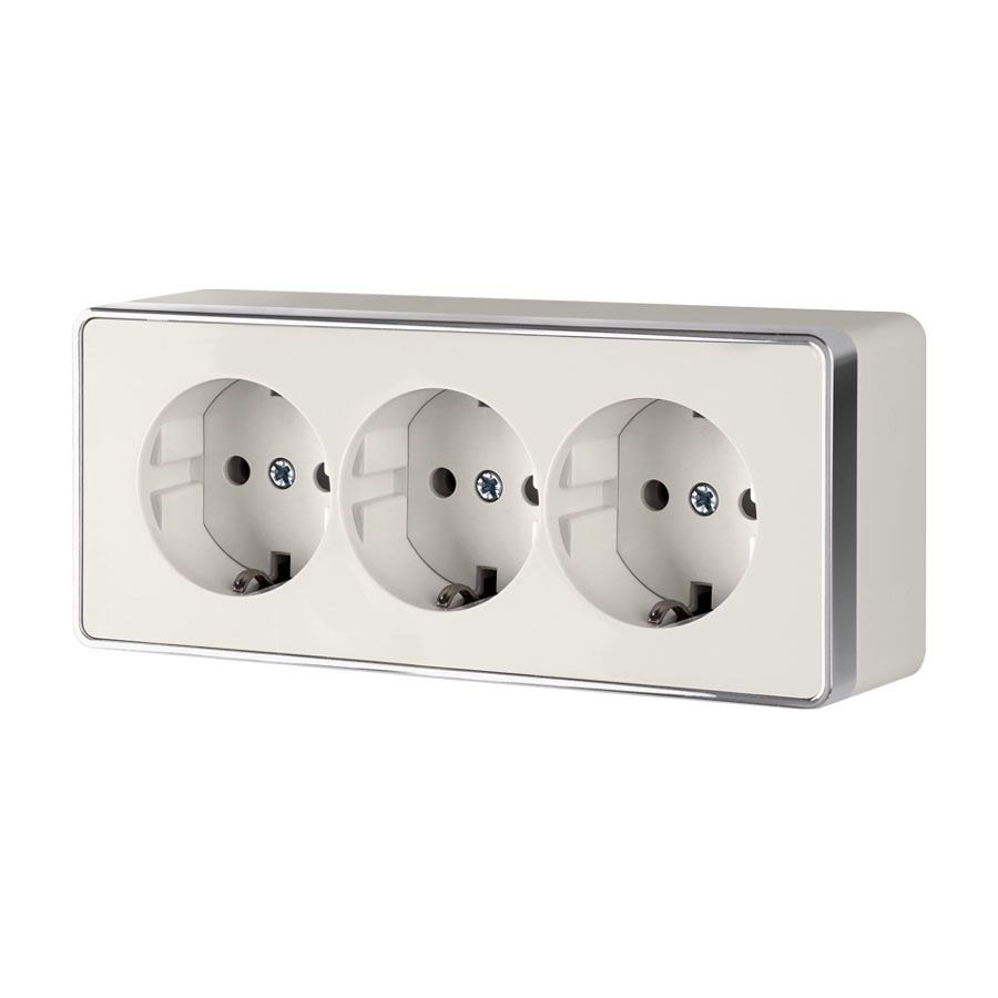 Розетка тройная с заземлением и шторками WERKEL Gallant (слоновая кость) WL15-02-05 / W5073103 / a041180