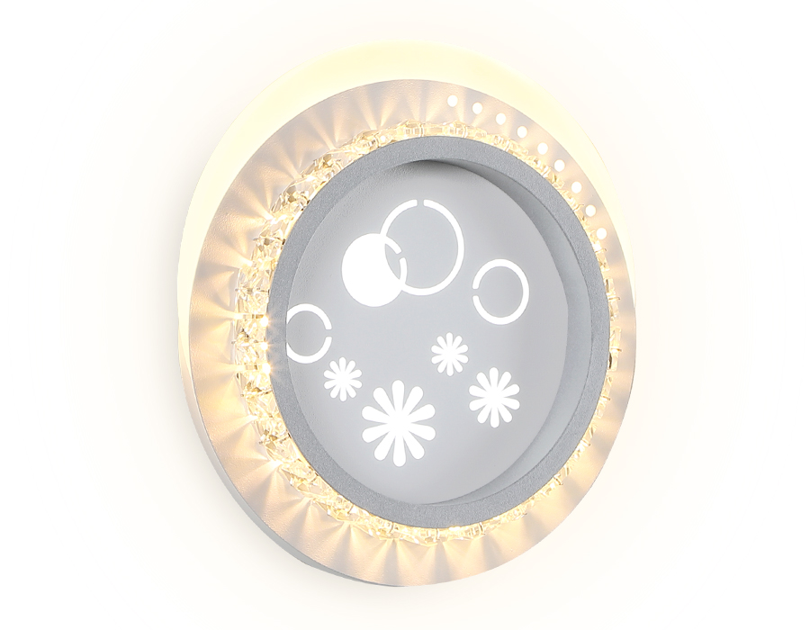 Настенный светодиодный светильник с хрусталем Ambrella FA272 WH/GR белый/серый LED 3000K+6400K 24W 200*180*50