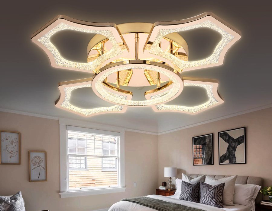 Потолочный светодиодный светильник с пультом Ambrella FA577/4+1 GD золото 106W 620*620*120 (ПДУ РАДИО 2.4G)