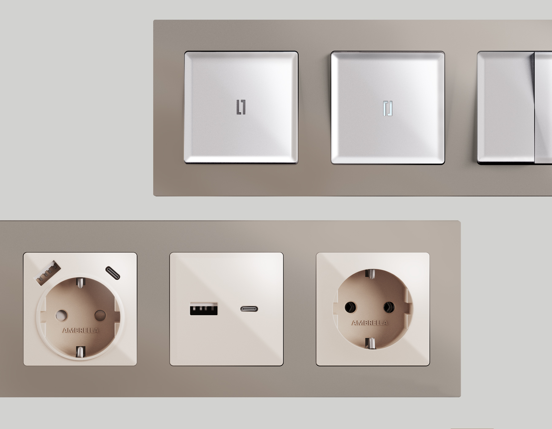 AF220363 Рамка ALFA Techno (Серо-бежевый матовый) 3-ая