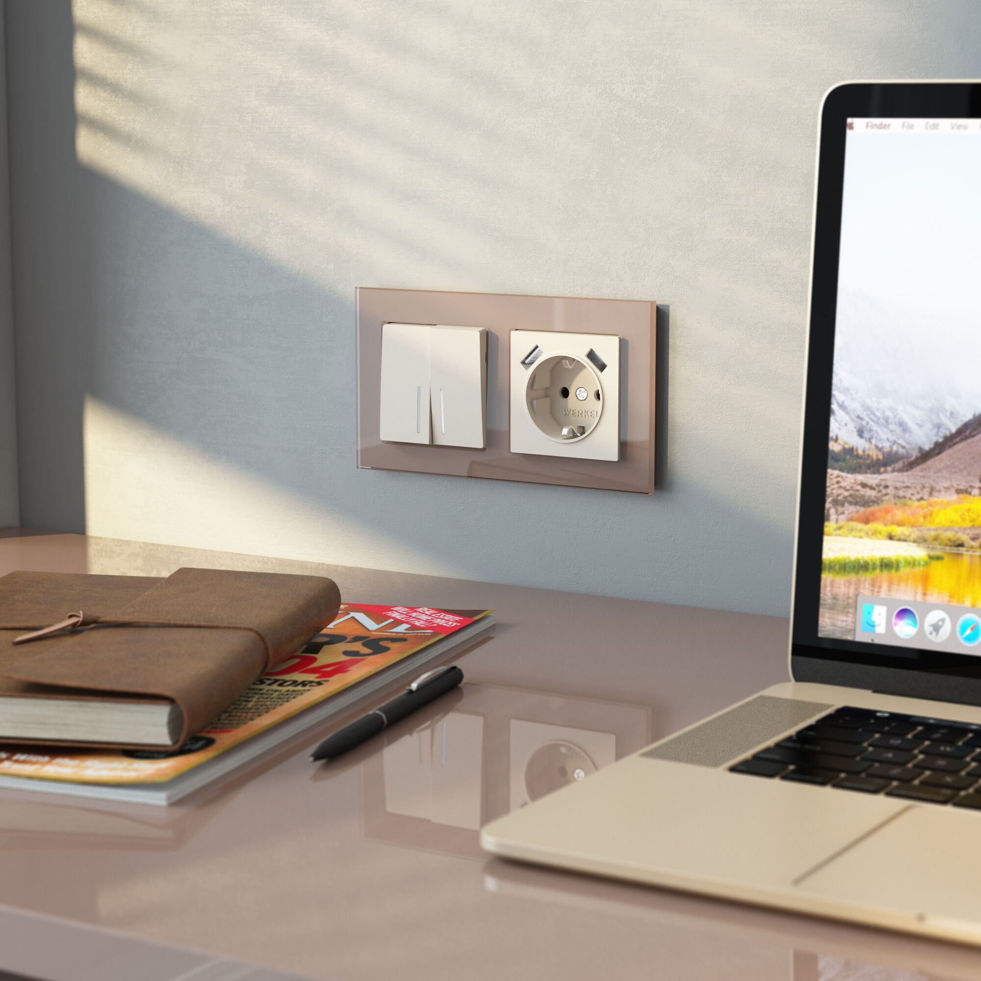 Выключатель двухклавишный с подсветкой Werkel (айвори матовый) W1120162