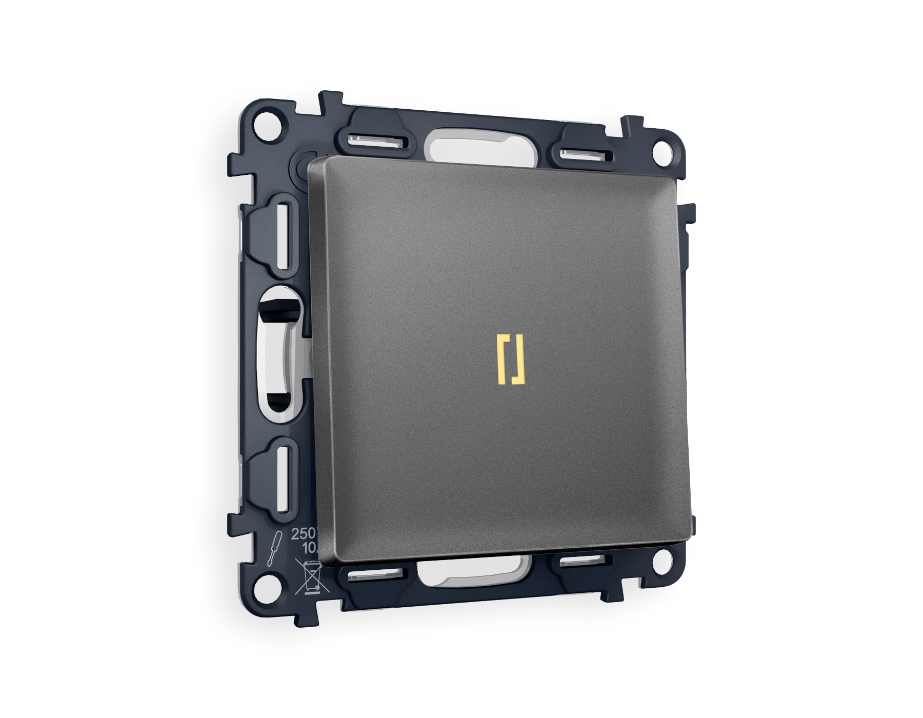 MA652030 Комплект механизма 1-кл проходного выключателя с подсветкой 3200K ALFA Антрацит серый QUANT (AP6520, VM105, G22Y)