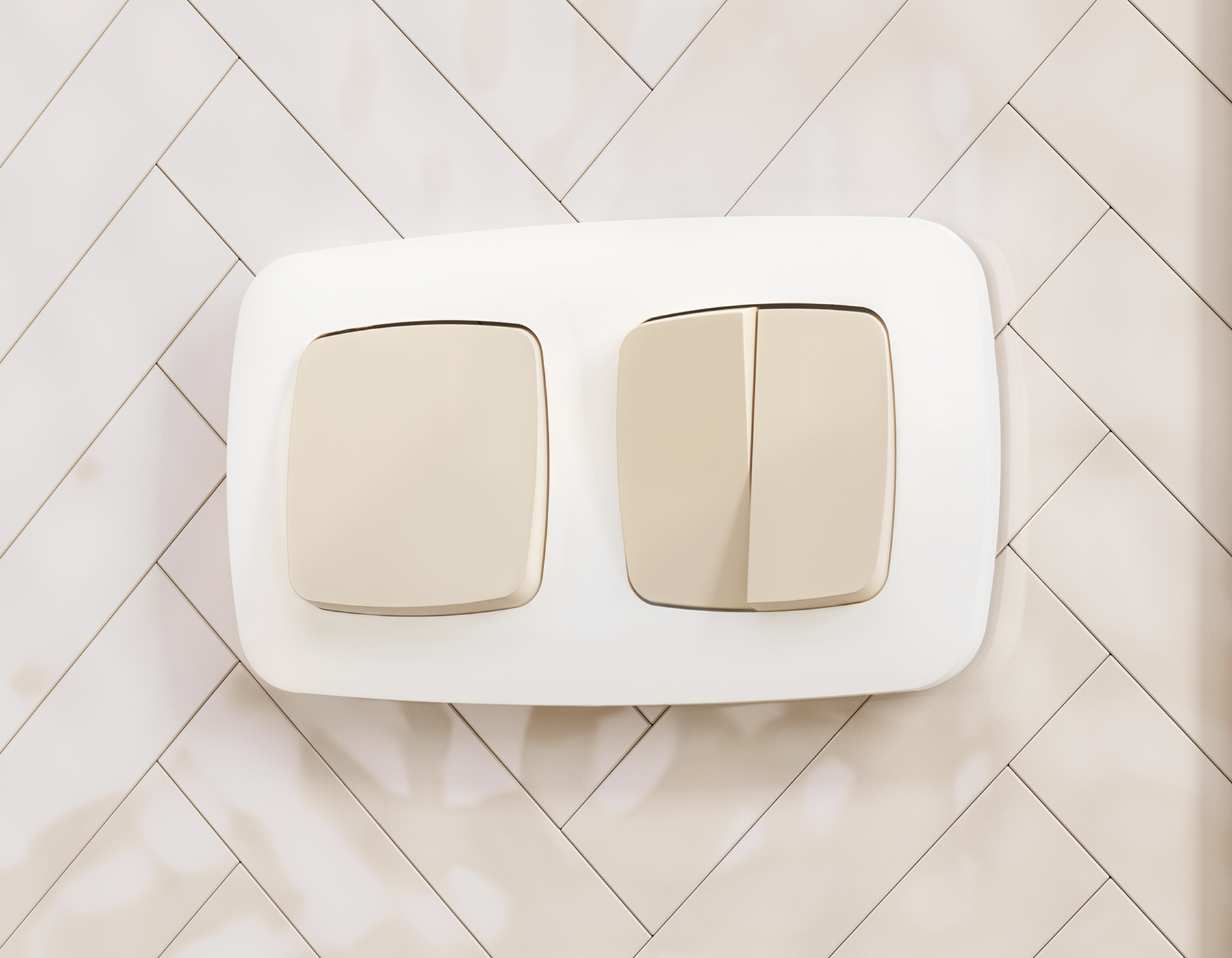 OP3230 Лицевая панель OMEGA (Бежевый матовый) для 2-кл выключателей QUANT