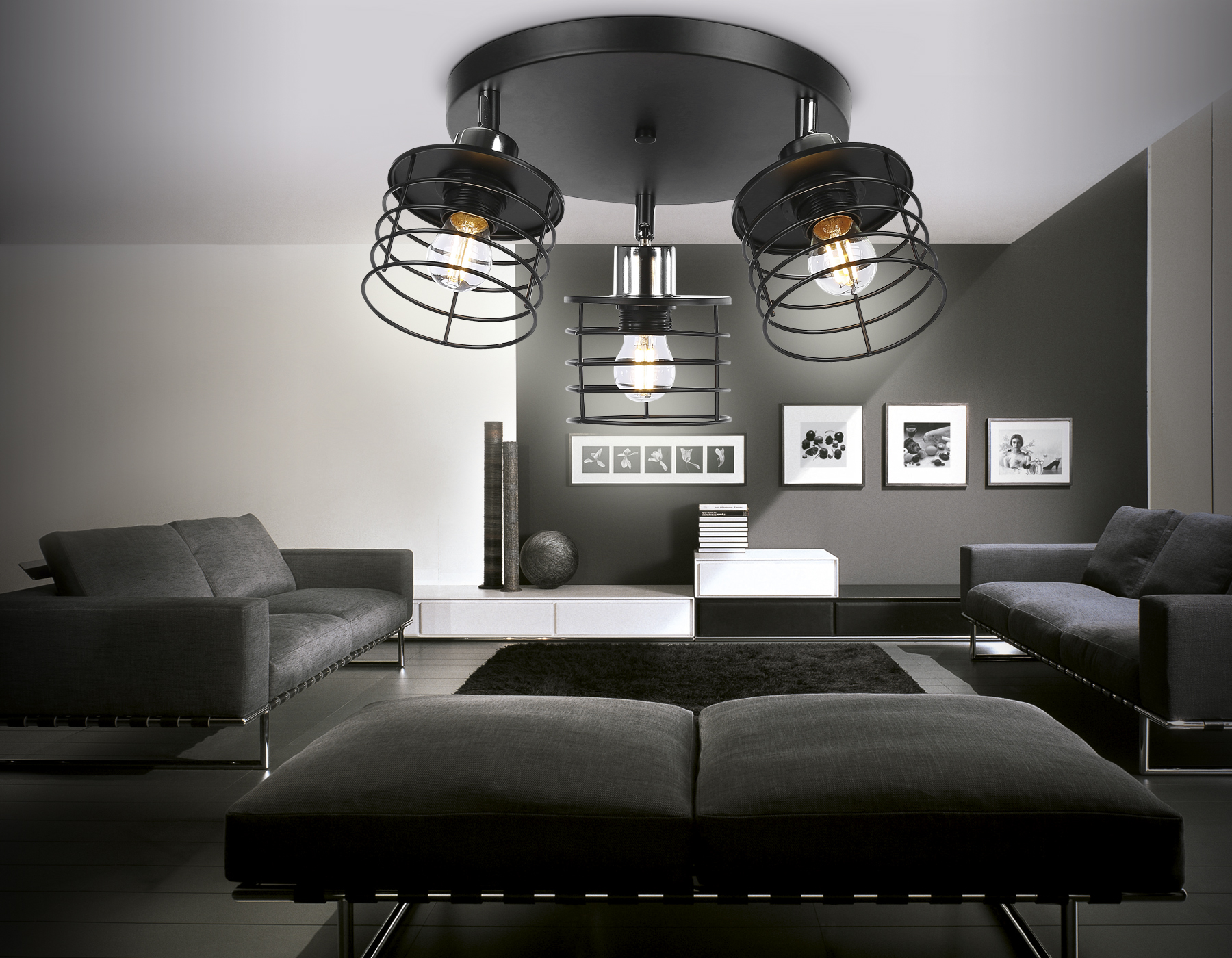 Настенно-потолочный спот Настенно-потолочный спот TR8092/3 BK/CH черный/хром E27*3 max 40W D372*190