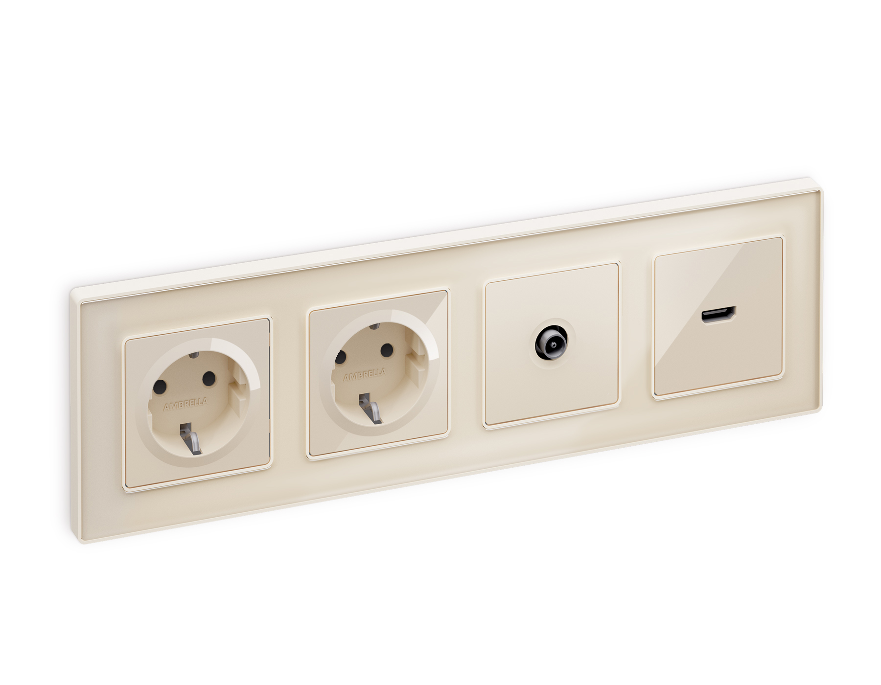 AP3070 Лицевая панель ALFA (Бежевый глянец) для электрической розетки с/з и шторками QUANT