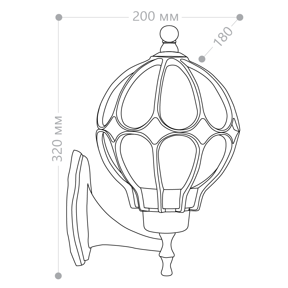 Светильник садово-парковый Feron PL3701  круглый на стену вверх 60W 230V E27, черное золото Светильник садово-парковый Feron PL3701  круглый на стену вверх 60W 230V E27, черное золото