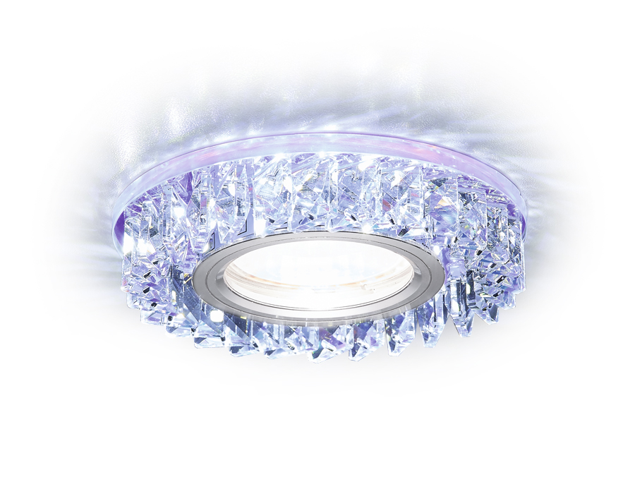 Встраиваемый светильник Ambrella S255 PR хром/перламутровый Хрусталь/MR16+3W(LED WHITE)