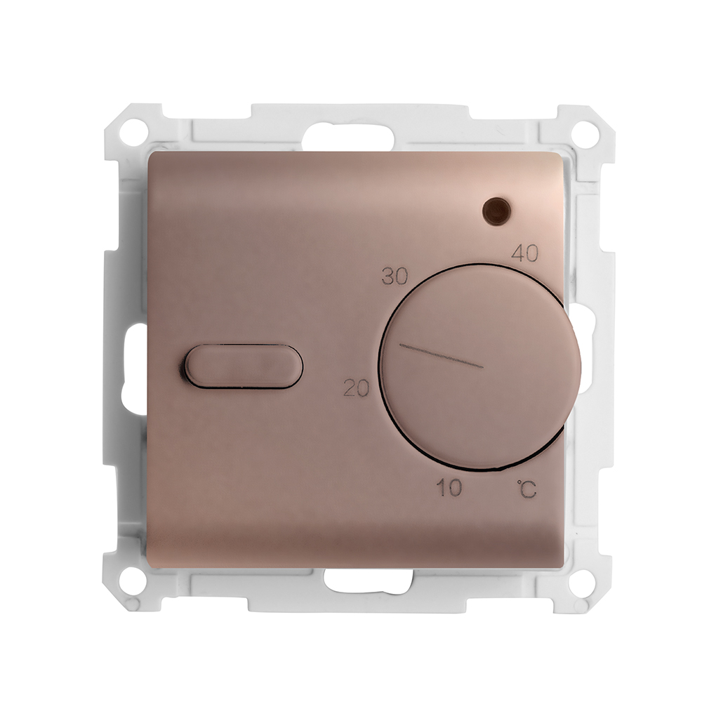 Терморегулятор механический для теплого пола (механизм), 250В, 3500Вт, серия Катрин, GLS00-7117-02, шампань