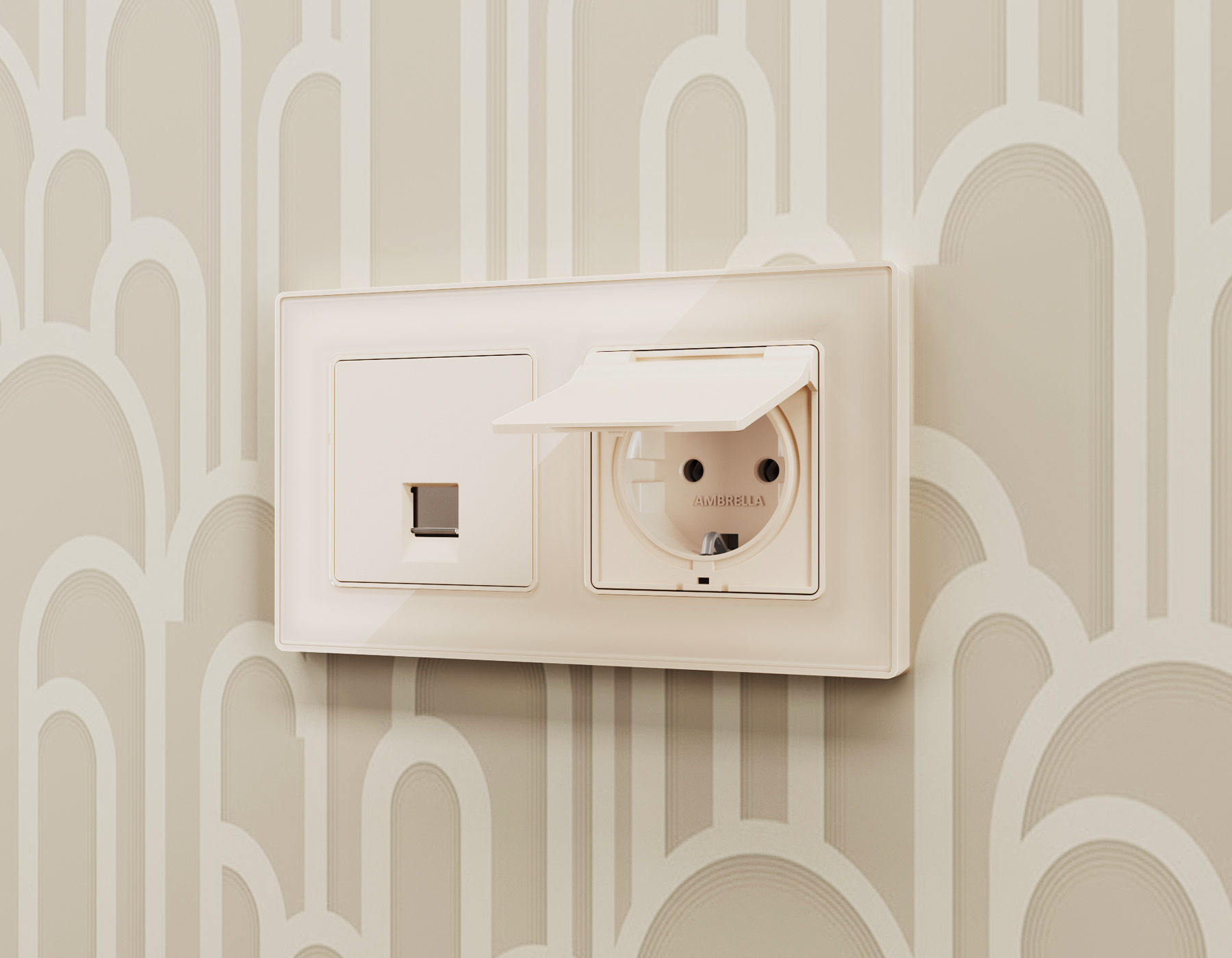 AF580302 Рамка ALFA Arctic (Бежевый Стекло органическое) 2-ая