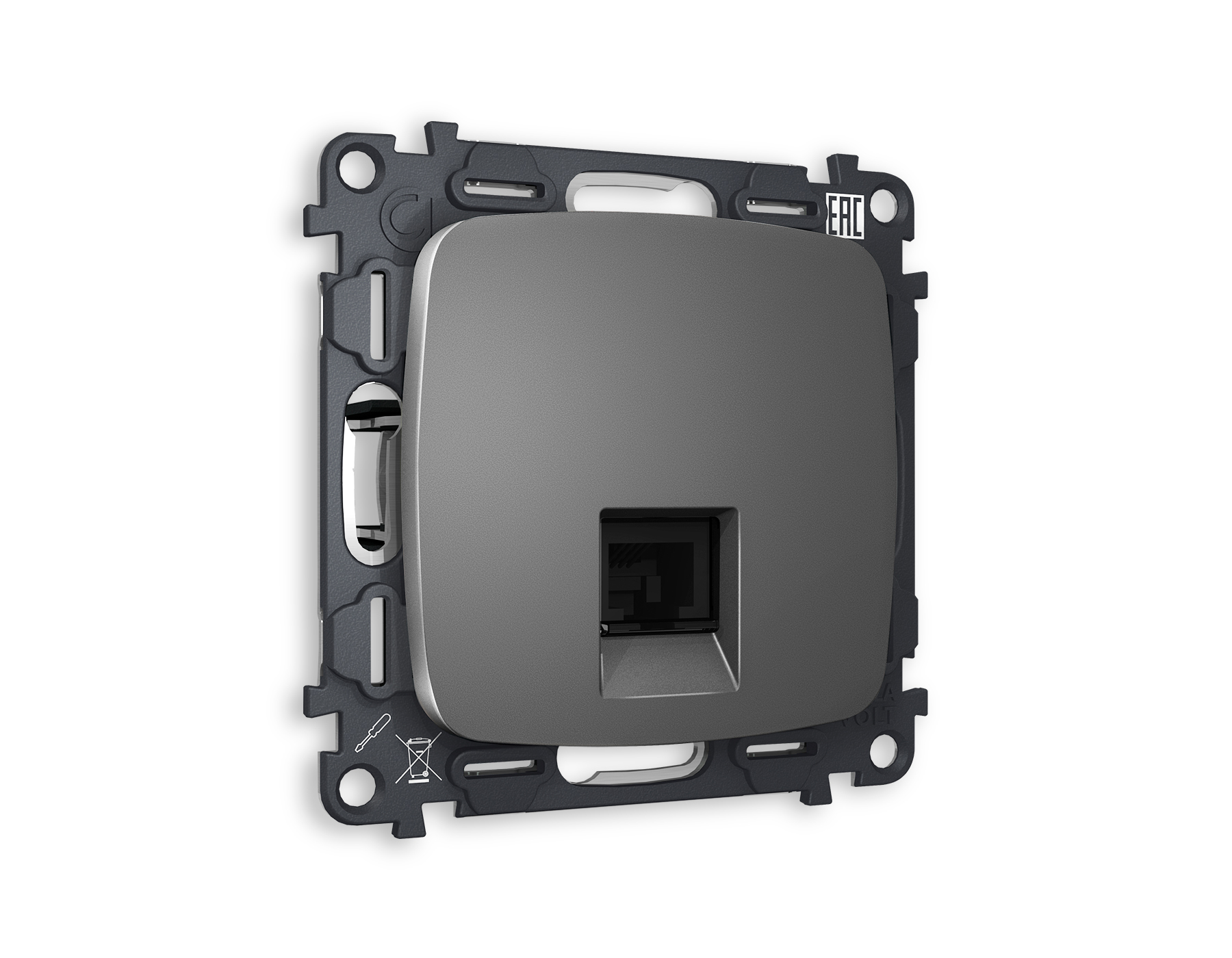 MO662030 Комплект механизма телефонной розетки OMEGA Антрацит серый RJ-11(4P4C) с шторкой QUANT (OP6620, VM190)