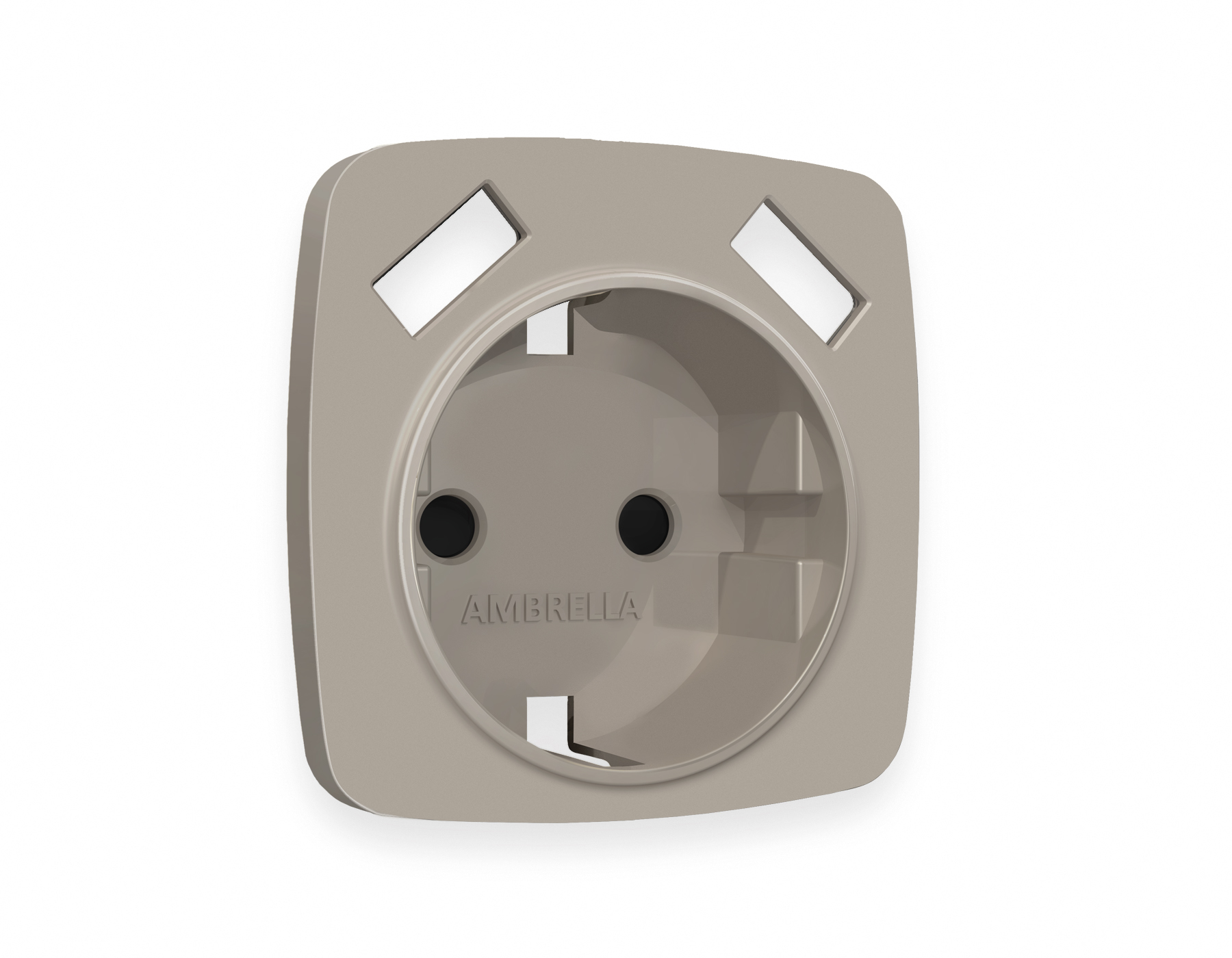 OP3690 Лицевая панель OMEGA (Серо-бежевый матовый) для электрической розетки с/з со шторками 2USB A+A QUANT