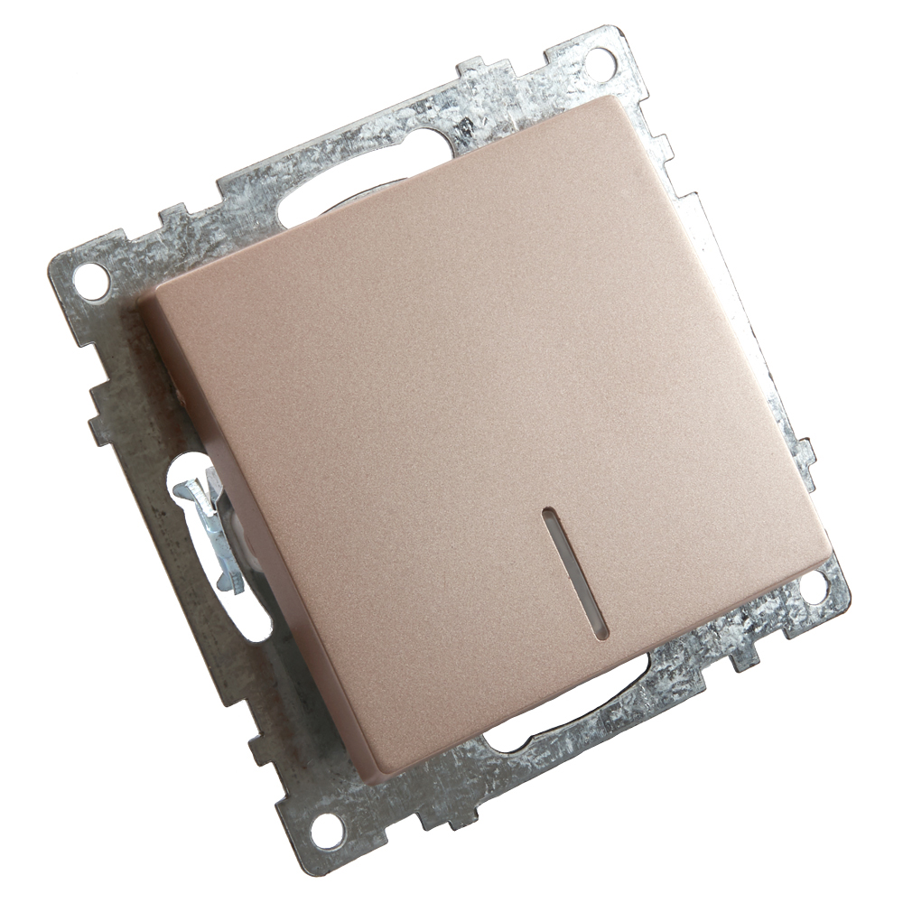 Выключатель 1-клавишный c индикатором (механизм) STEKKER GLS10-7101-02, 250В, 10А, серия Катрин, шампань