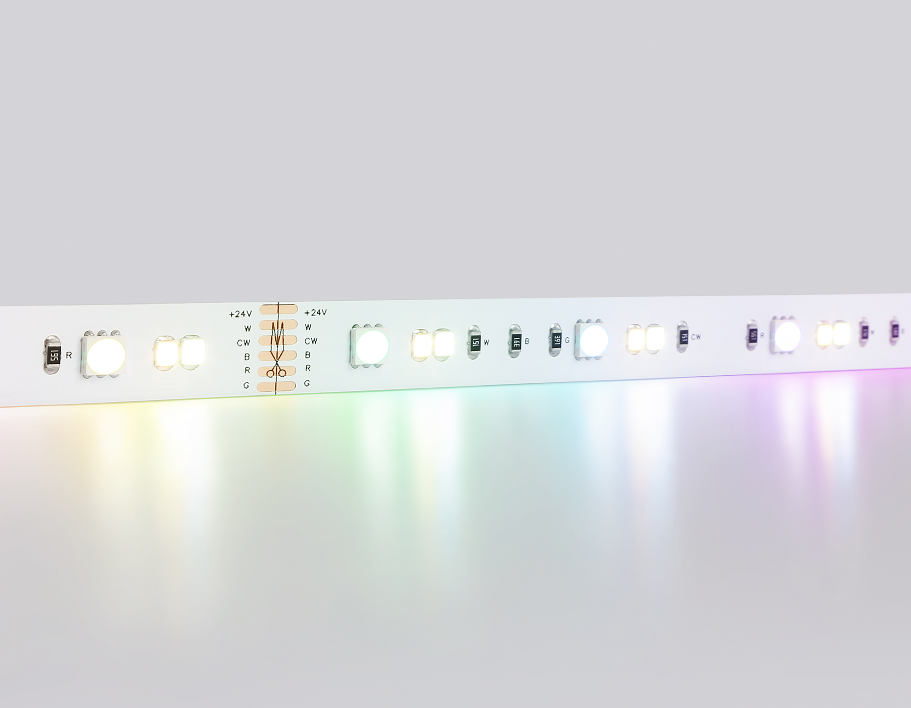 GS4501 5050+2835 90Led/ 13W m/ 24V IP20 RGB+CCT 3000-6500K/5000*12*1.87mm (6 конт.)