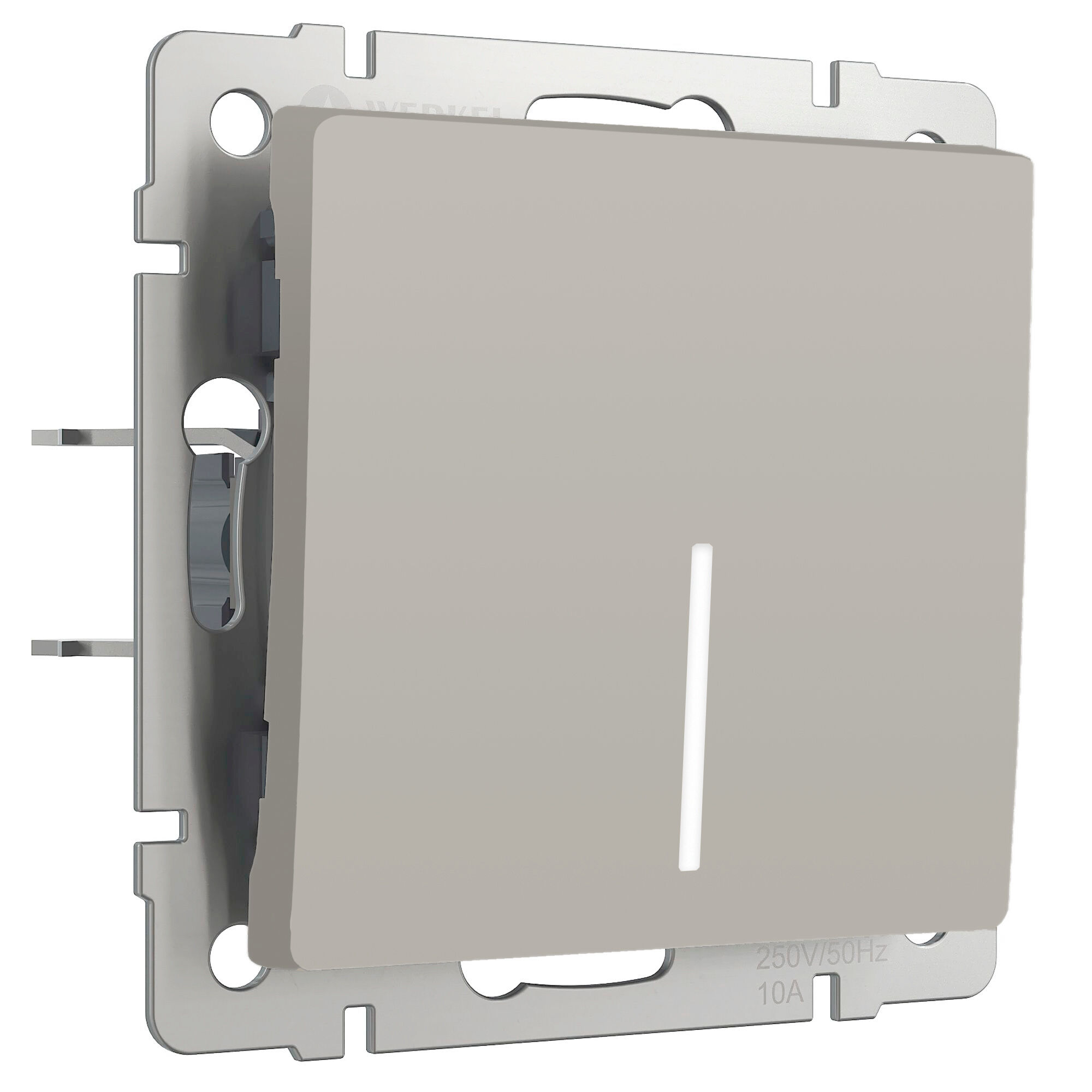 W1212104/ Выключатель одноклавишный проходной с подсветкой (дымчатый) W1212104