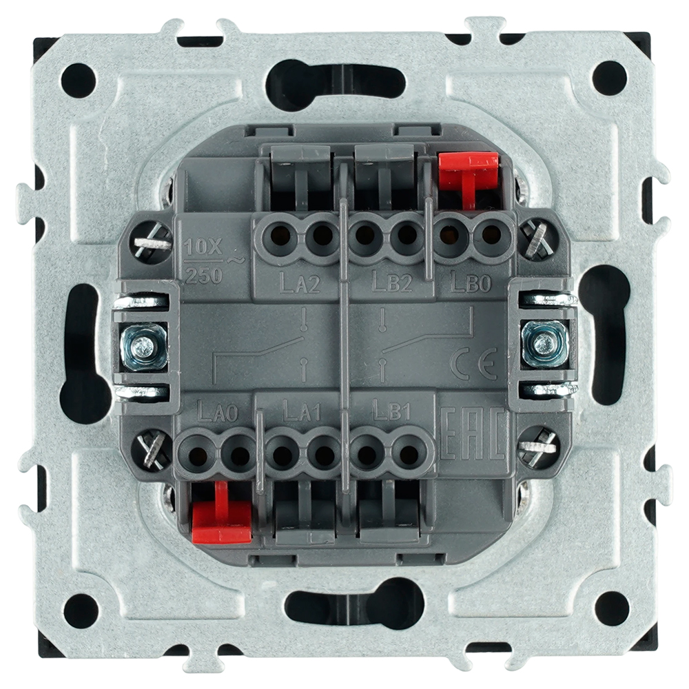 Переключатель 2-клавишный (механизм), СЗК, STEKKER, 250В, 10А, серия Эмили, RSW10-5107-05ZK, черный уголь, soft touch