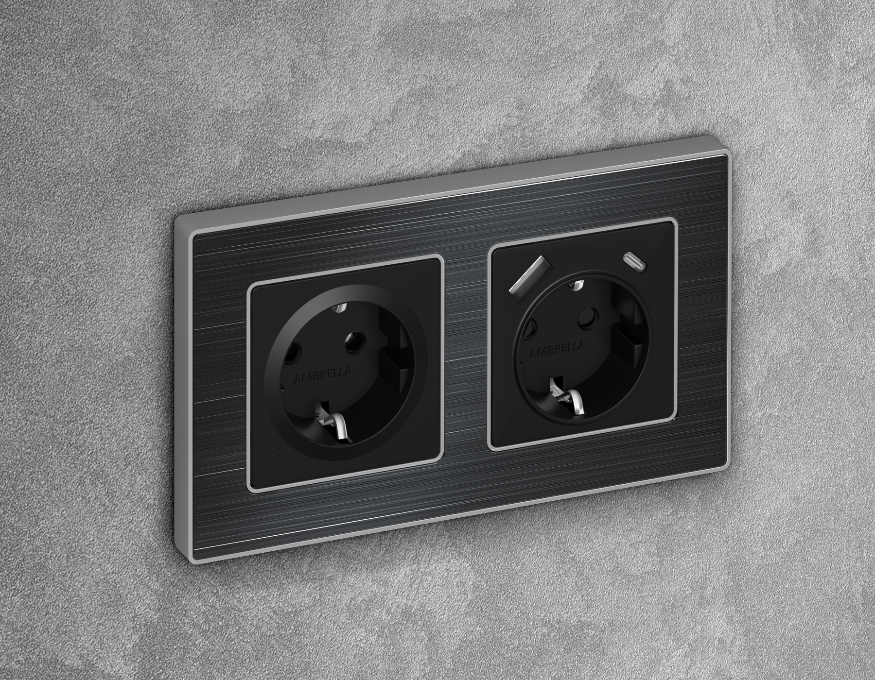 AP8060 Лицевая панель ALFA (Черный матовый) для электрической розетки с/з QUANT