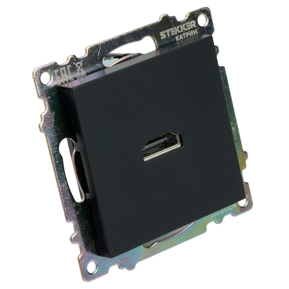 Розетка HDMI 2.1, Type A  (механизм), STEKKER GLS00-7118-05, серия Катрин, черный