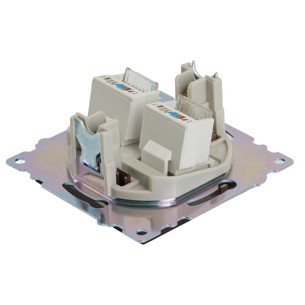 Розетка компьютерная 2-местная RJ-45 (механизм) STEKKER GLS00-7109-04, серия Катрин, шоколад