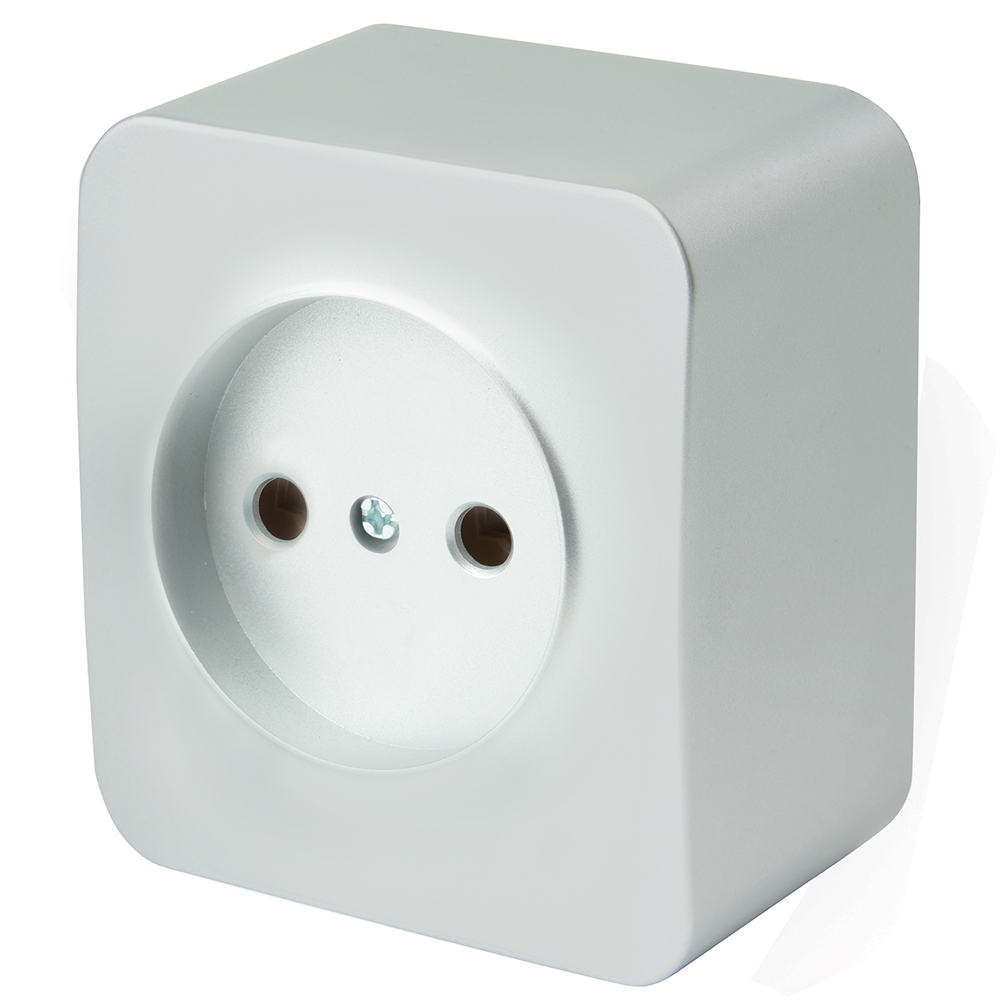 Розетка 1-местная б/з открытой установки, STEKKER, 250В, 10А, IP20, серия София, серебро, MST10-11-03