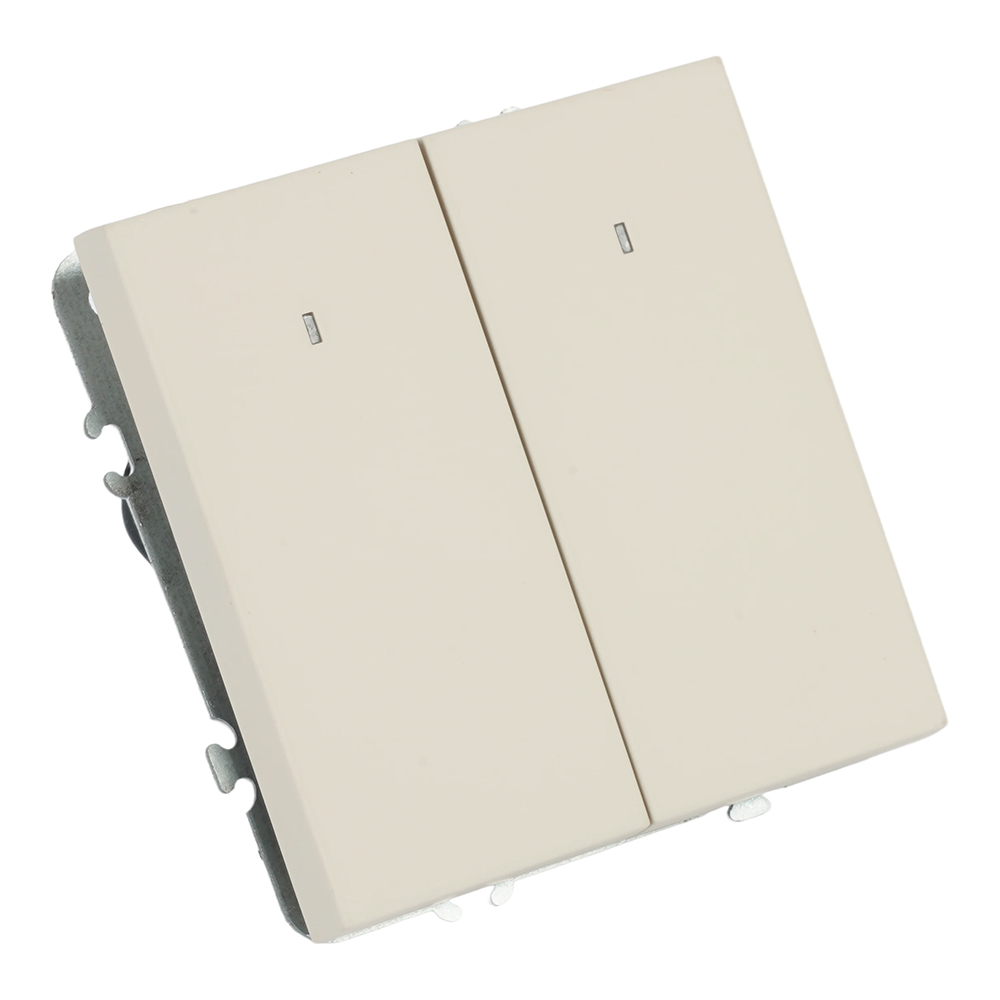 Выключатель 2-клавишный c индикатором (механизм), STEKKER, 250В, 10А, серия Эмили, RSW10-5102-08, кашемир, soft touch