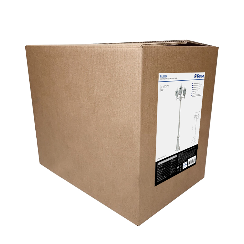 Светильник садово-парковый Feron 8115/PL8115 столб 3*100W E27 230V, белый Светильник садово-парковый Feron 8115/PL8115 столб 3*100W E27 230V, белый