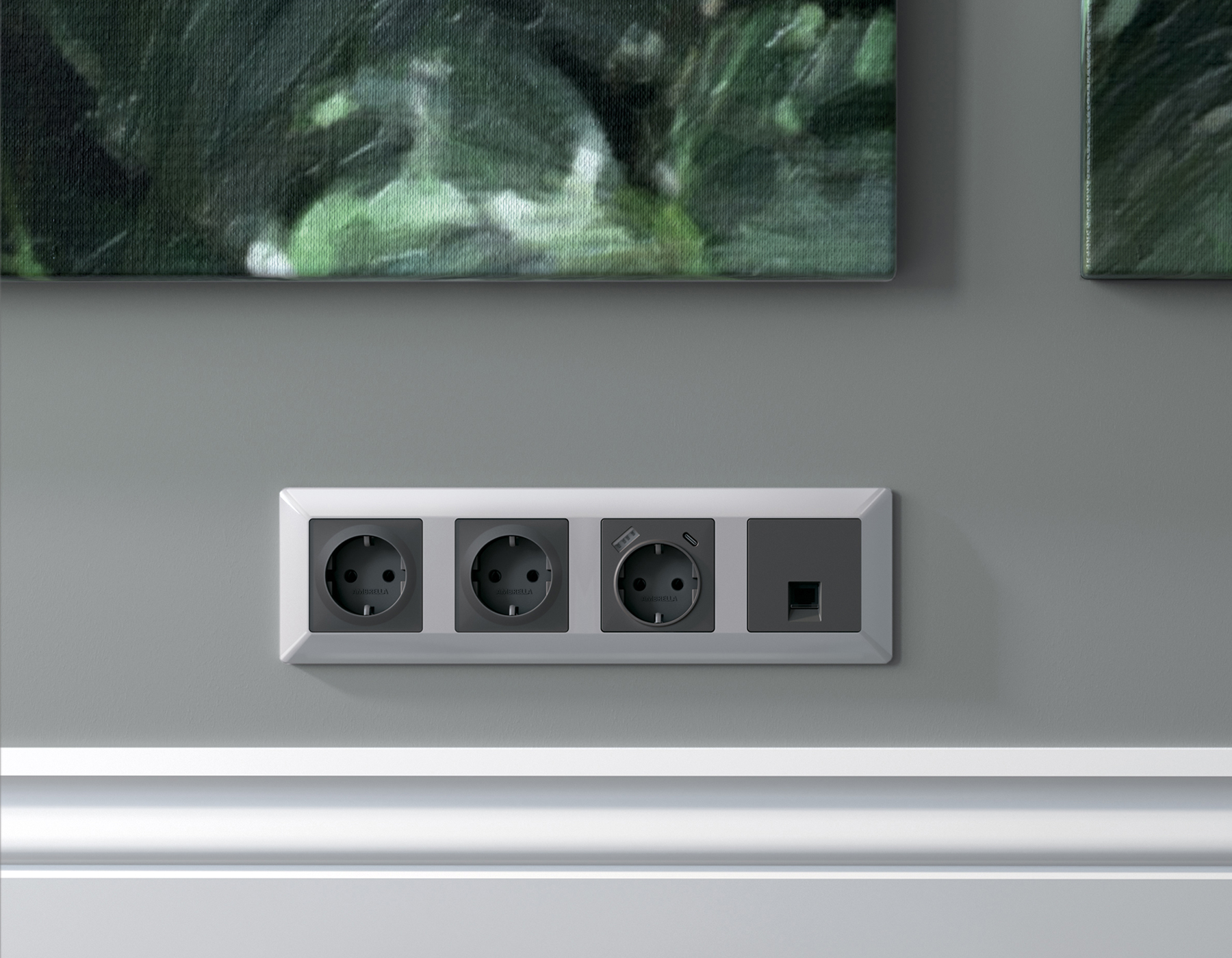 AF110404 Рамка ALFA Line (Серебро глянец) 4-ая