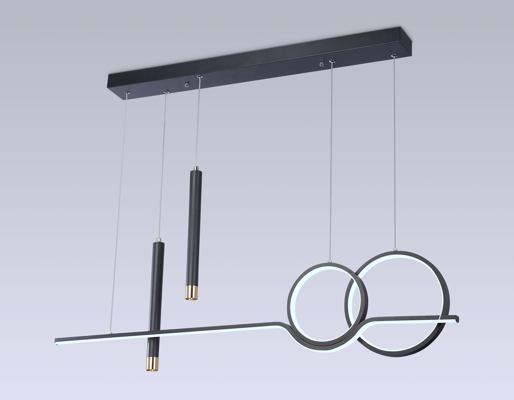 Подвесной светильник Ambrella FL5394/5 BK черный 3000K/4200K/6400K+4200K 62W 1000*75*1200 (ПДУ ИК)