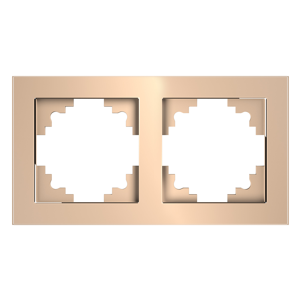 Рамка горизонтальная 2-местная, STEKKER, GFR00-7002-02 , серия Катрин, шампань