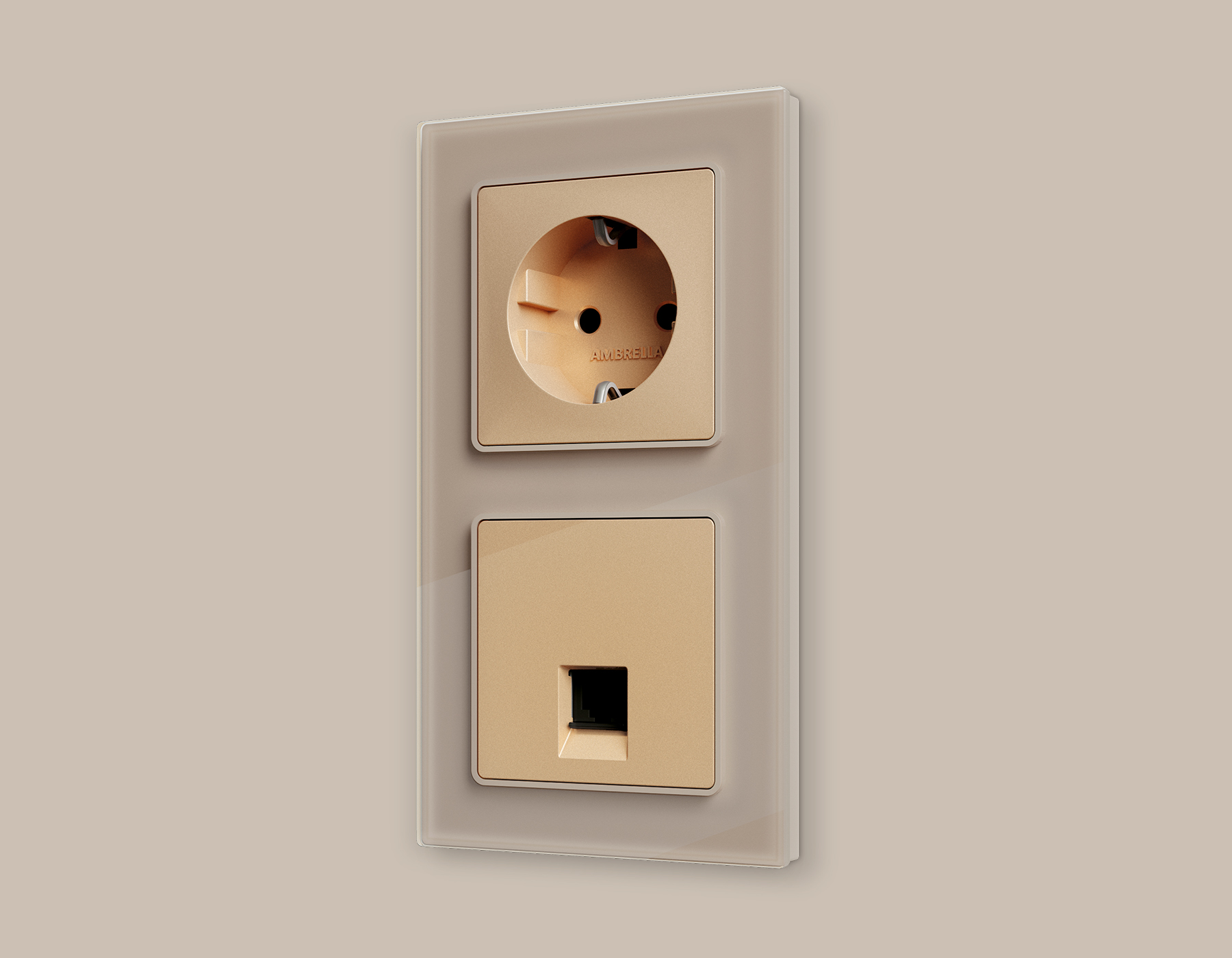 AP6120 Лицевая панель ALFA (Шампань) для компьютерной/телефонной розетки RJ-45/RJ-11 QUANT