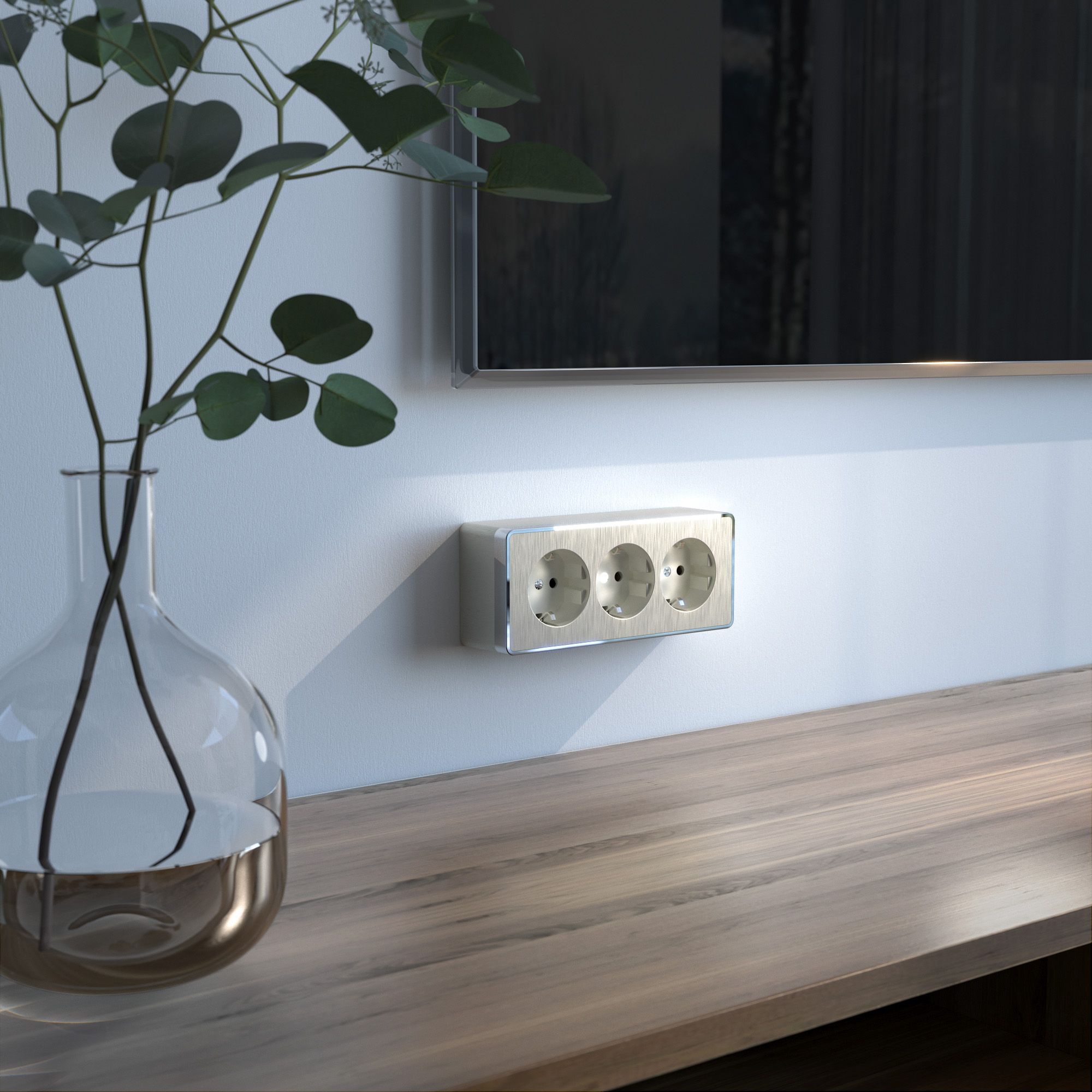 Розетка тройная с заземлением и шторками Gallant WERKEL (шампань рифленый) W5073110