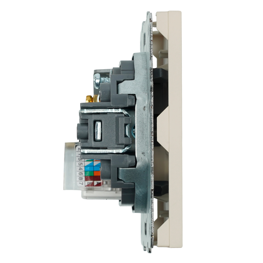 Розетка TV + компьютерная RJ-45 (механизм), STEKKER, серия Эмили, RST00-5106-08, кашемир, soft touch