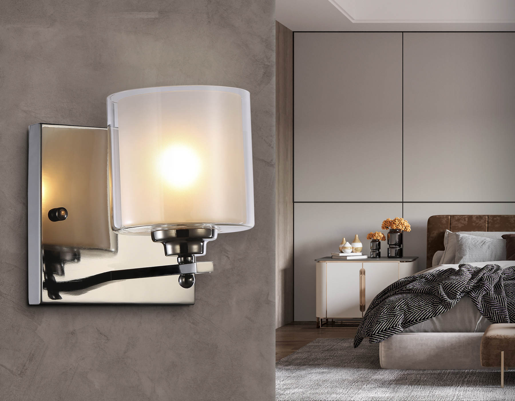 Настенный светильник TR4433 DCH/CL/FR черный хром/прозрачный/белый матовый E27 max 40W 197*140*230