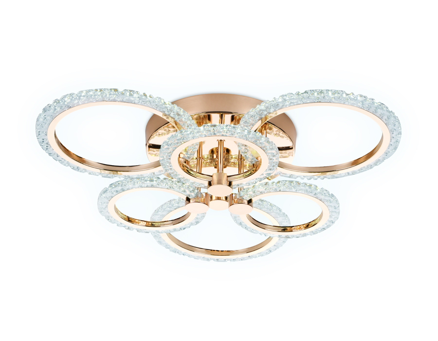 Потолочный светодиодный светильник с пультом Ambrella FA418/3+3 GD золото 90W 580*540*120 (ПДУ РАДИО 2.4G)