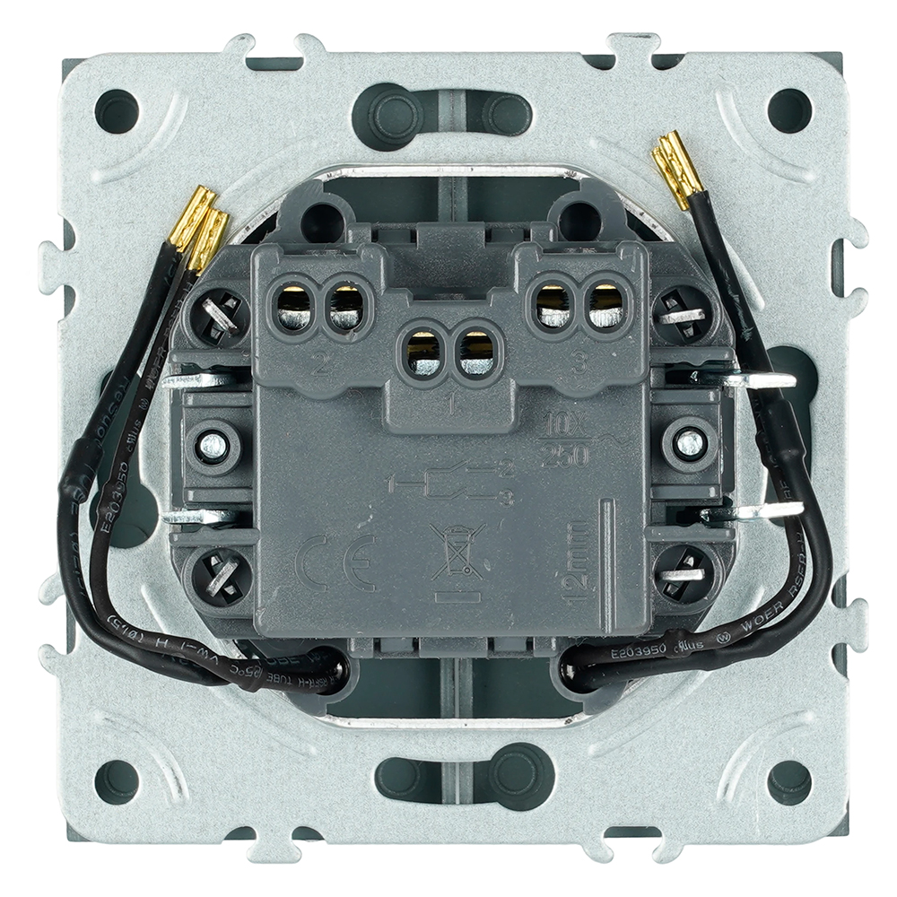 Выключатель 2-клавишный c индикатором (механизм), STEKKER, 250В, 10А, серия Эмили, RSW10-5102-09, антрацит, soft touch