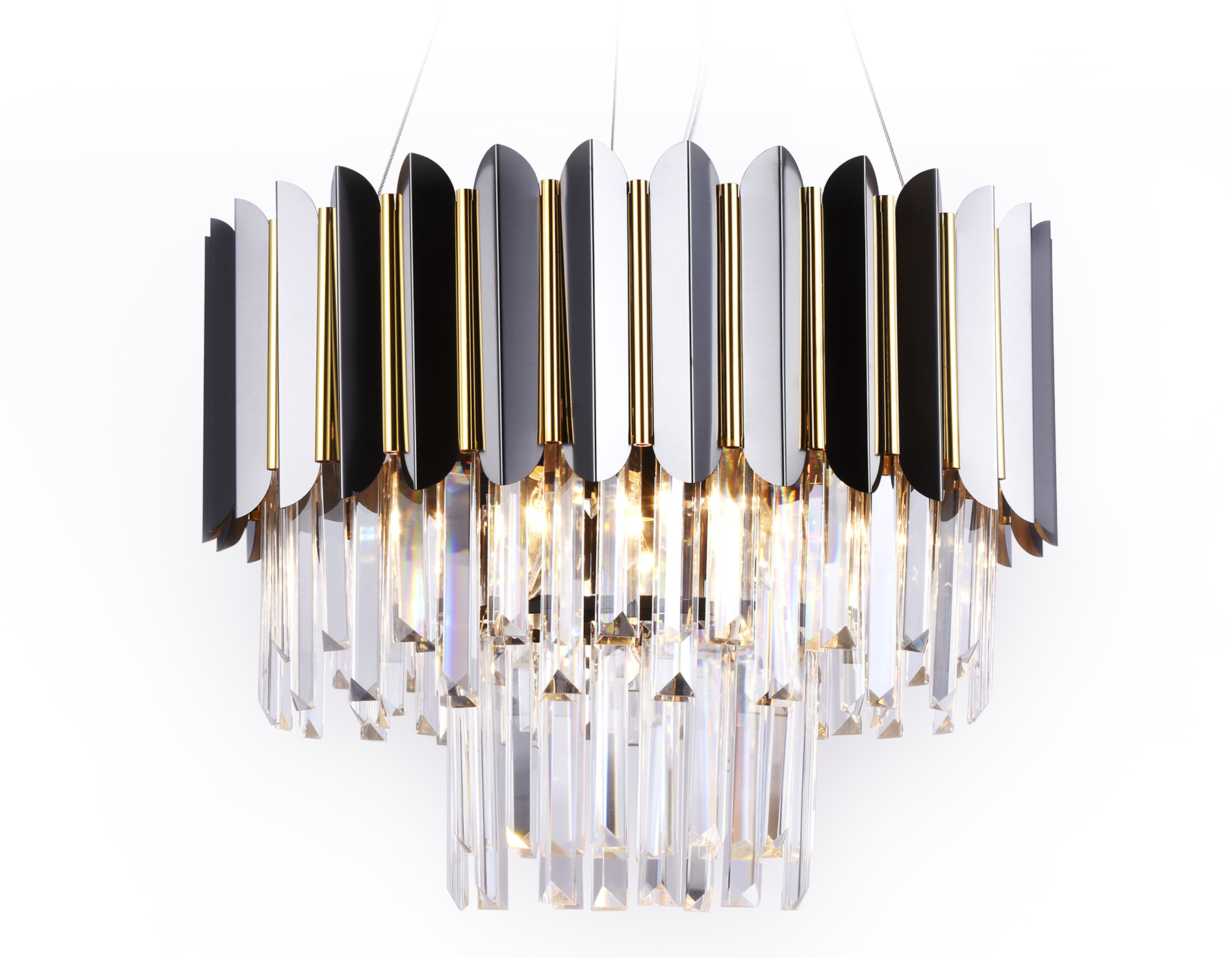 Подвесная люстра с хрусталем Ambrella TR5297/7 DCH/GD черный хром/золото E14/7 max 40W D500*780