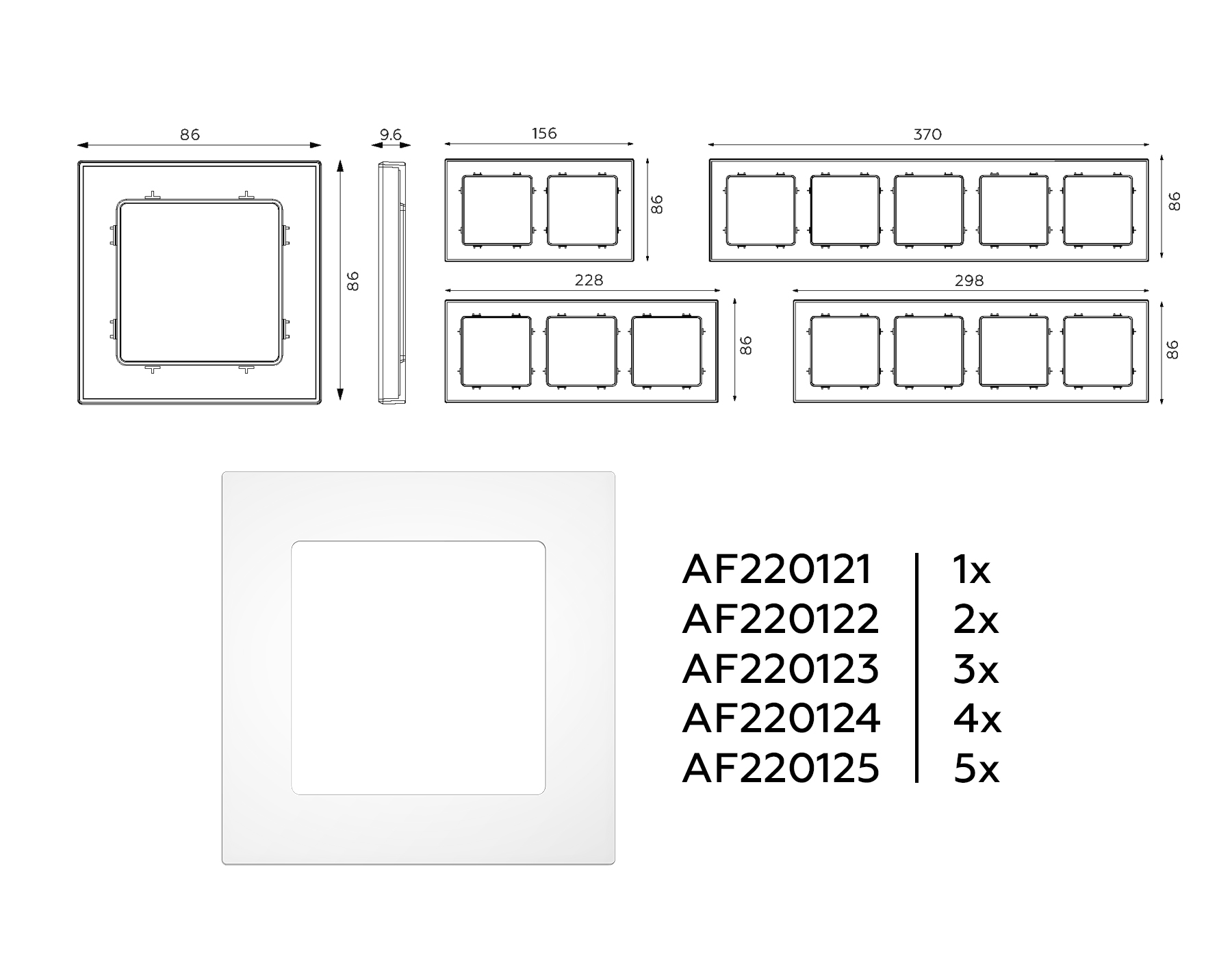 AF220125 Рамка ALFA Techno (Белый матовый) 5-ая