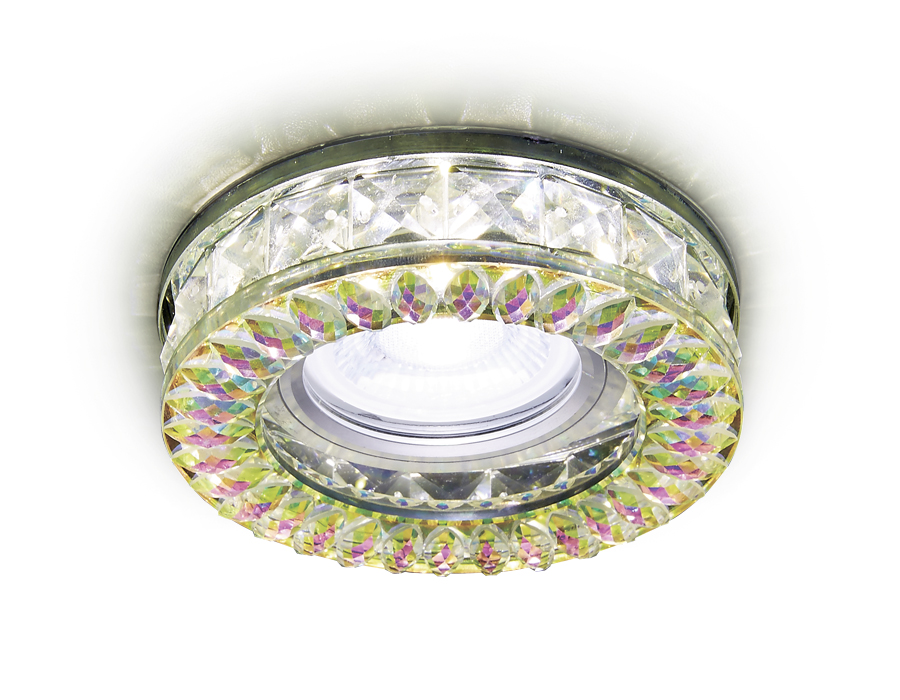 Встраиваемый светильник Ambrella S251 PR хром/перламутровый Хрусталь/MR16+3W(LED WHITE)