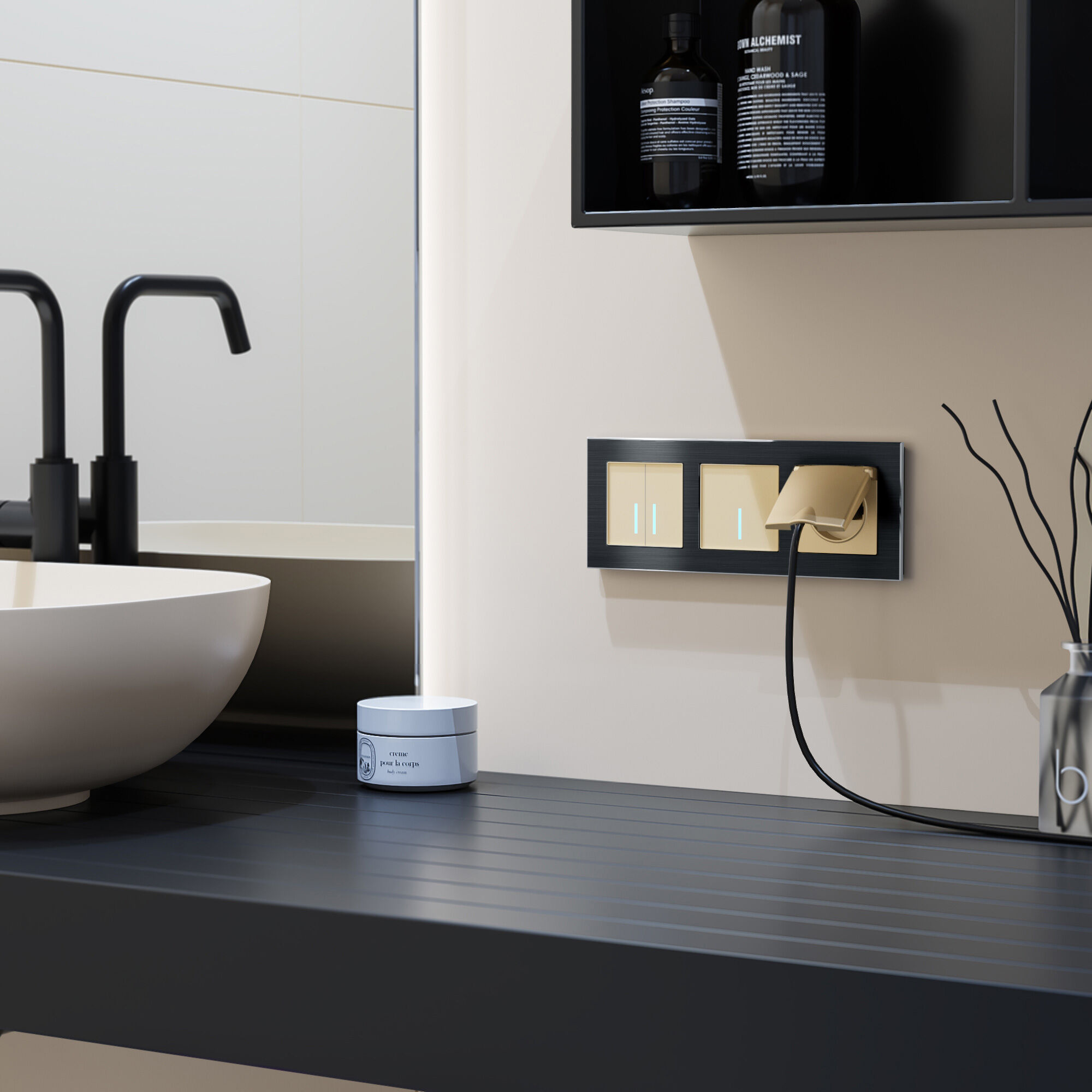 Сенсорный выключатель одноклавишный с подсветкой 1000 Вт Werkel (шампань) W4510011