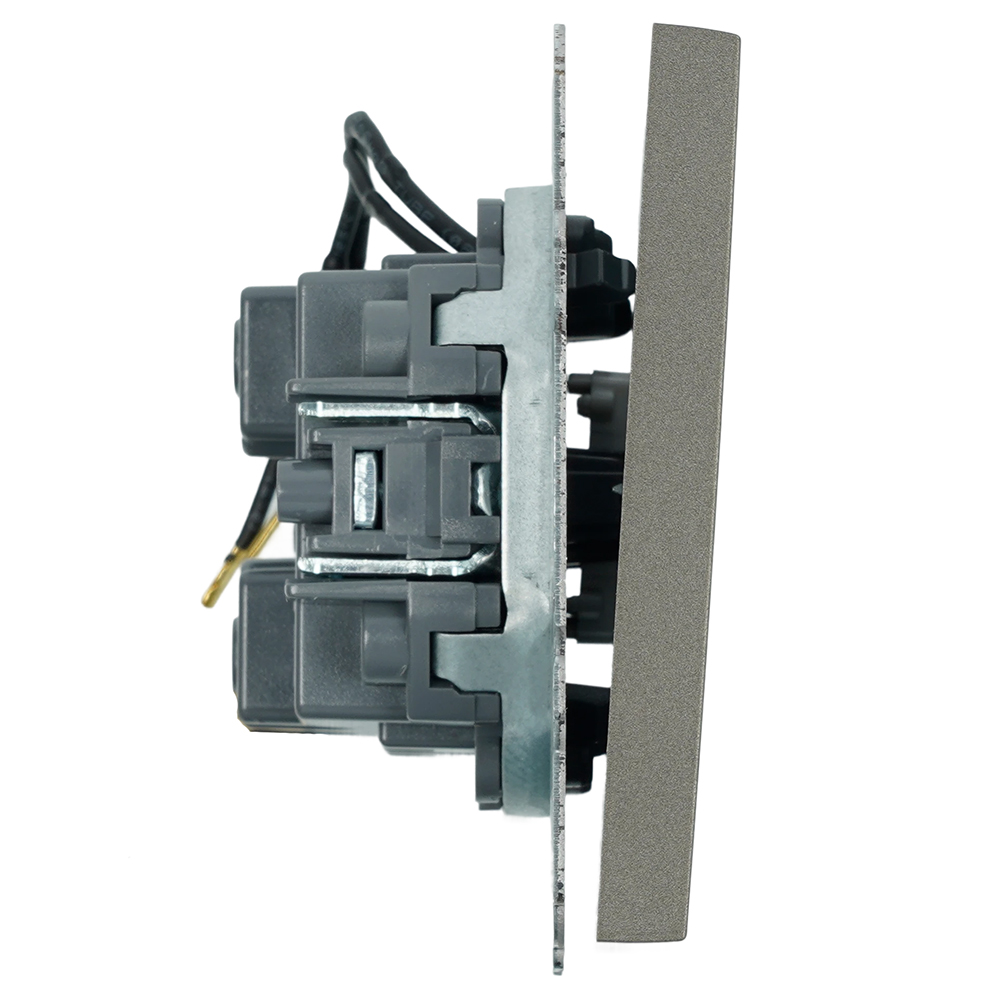 Выключатель 1-клавишный c индикатором (механизм), STEKKER, 250В, 10А, серия Эмили, RSW10-5101-09, антрацит, soft touch