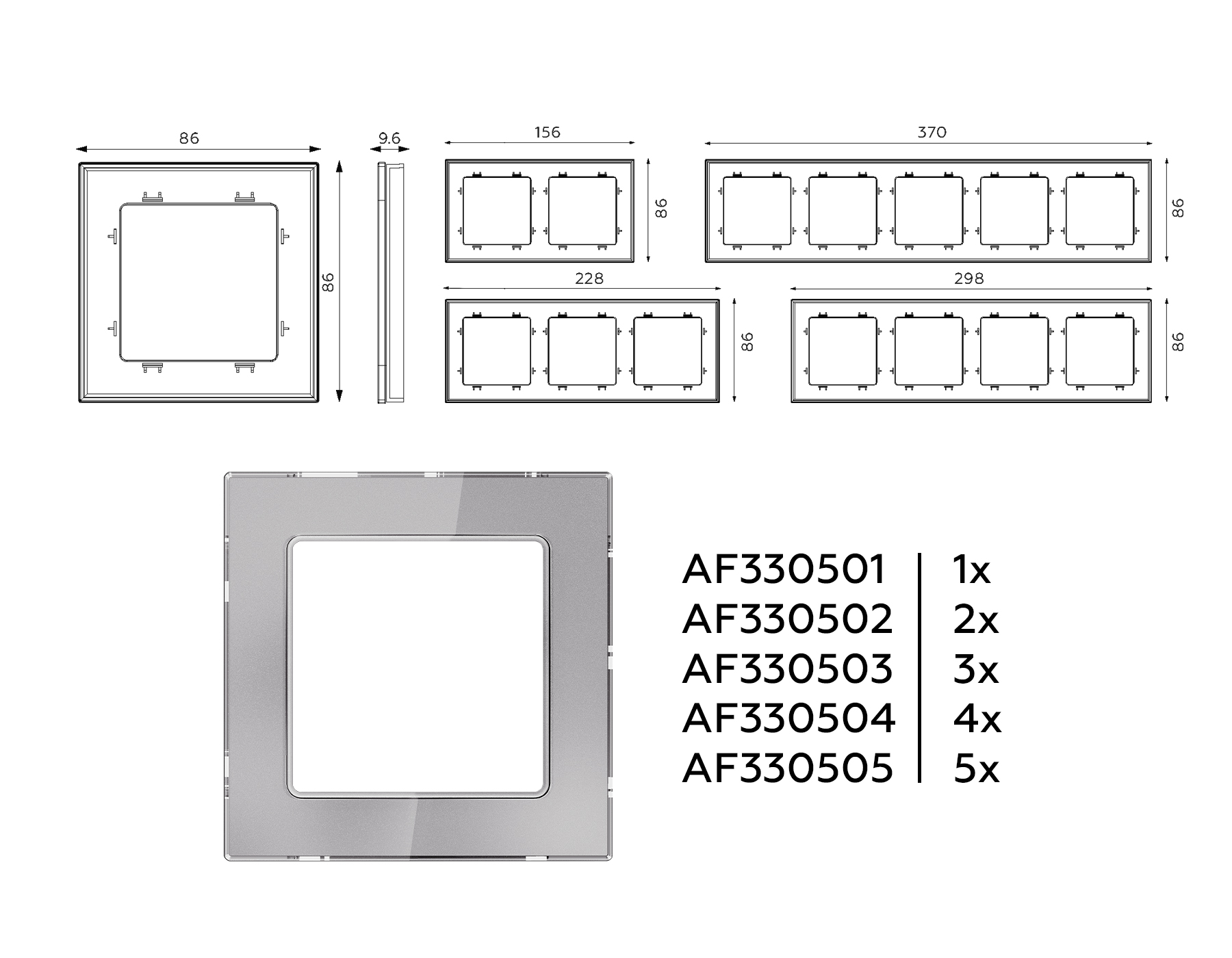 AF330505 Рамка ALFA Platos (Сталь Стекло органическое) 5-ая