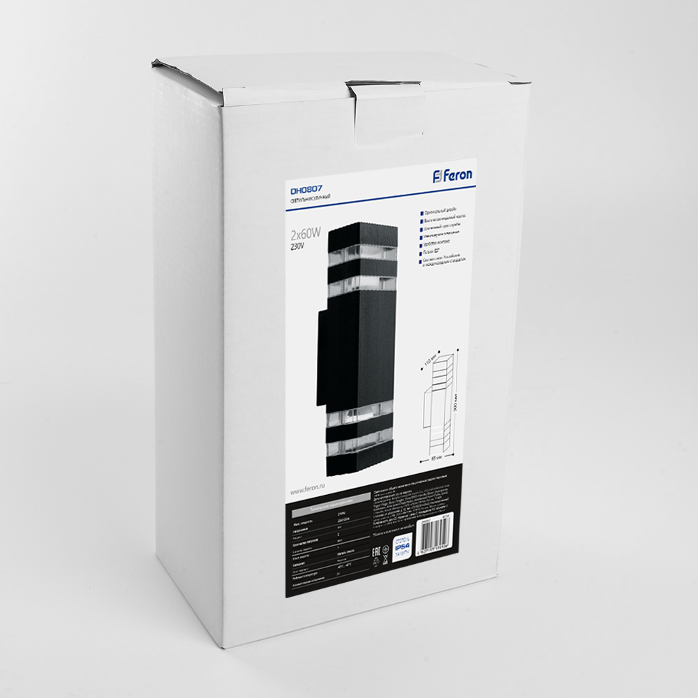 Светильник садово-парковый Feron DH0807, на стену вверх/вниз,  E27 230V, черный Светильник садово-парковый Feron DH0807, на стену вверх/вниз,  E27 230V, черный