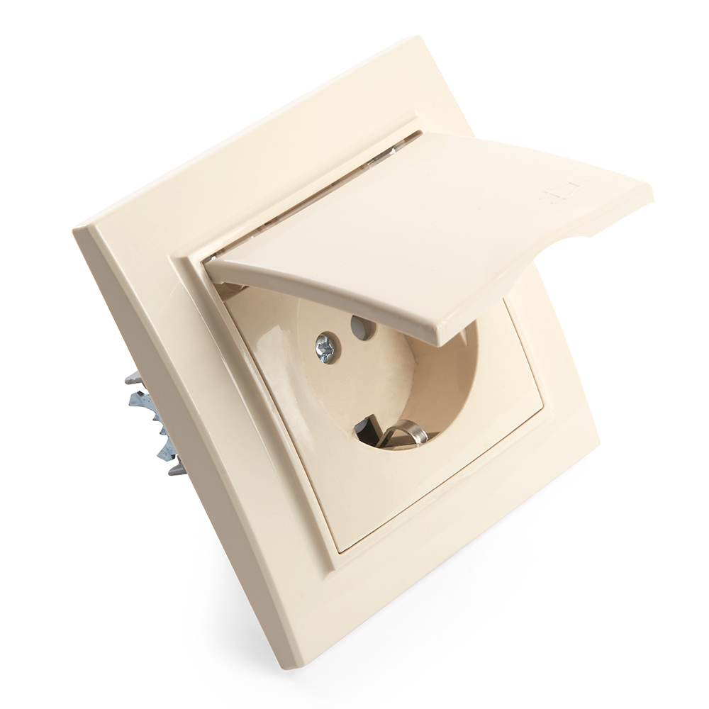 Розетка 1-местная STEKKER, PST16-9012-02 220В,16А,серия Эрна,слоновая кость, 39238