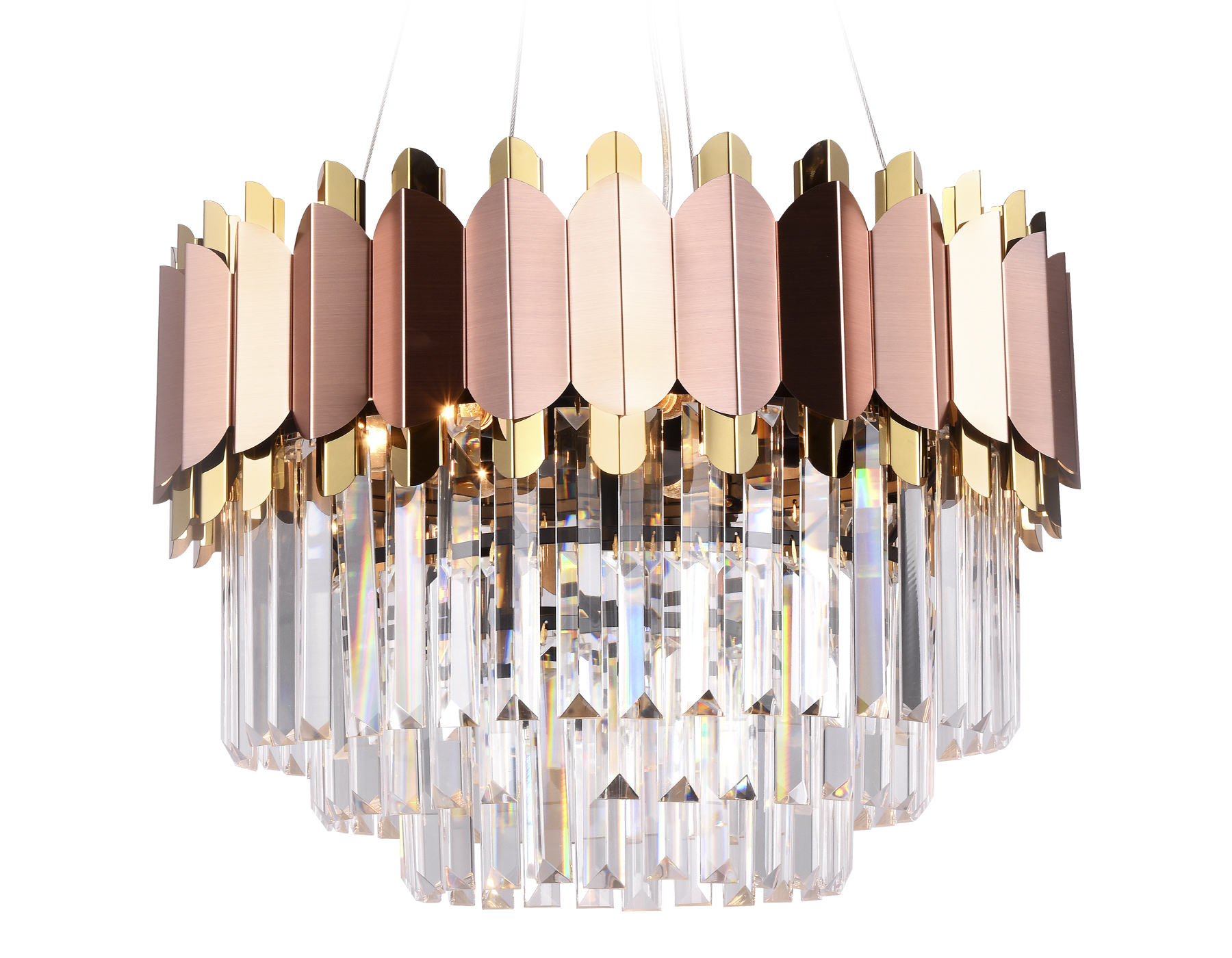 Подвесная люстра с хрусталем Ambrella TR5290/8 PGD/GD розовое золото/золото E14/8 max 40W D500*880
