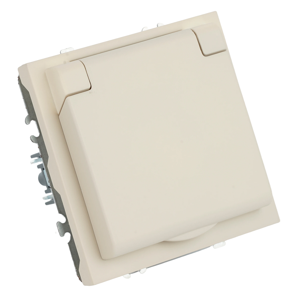 Розетка 1-местная с крышкой с защ. штор, STEKKER, с/з, 250В, 16А, серия Эмили, RST16-5112-08, кашемир, soft touch