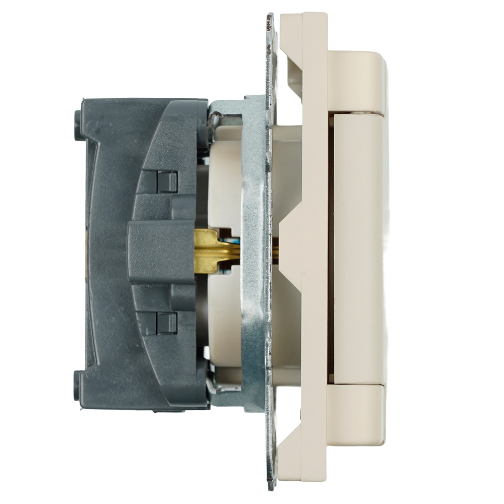 Розетка 1-местная с крышкой с защ. штор, STEKKER, с/з, 250В, 16А, серия Эмили, RST16-5112-08, кашемир, soft touch