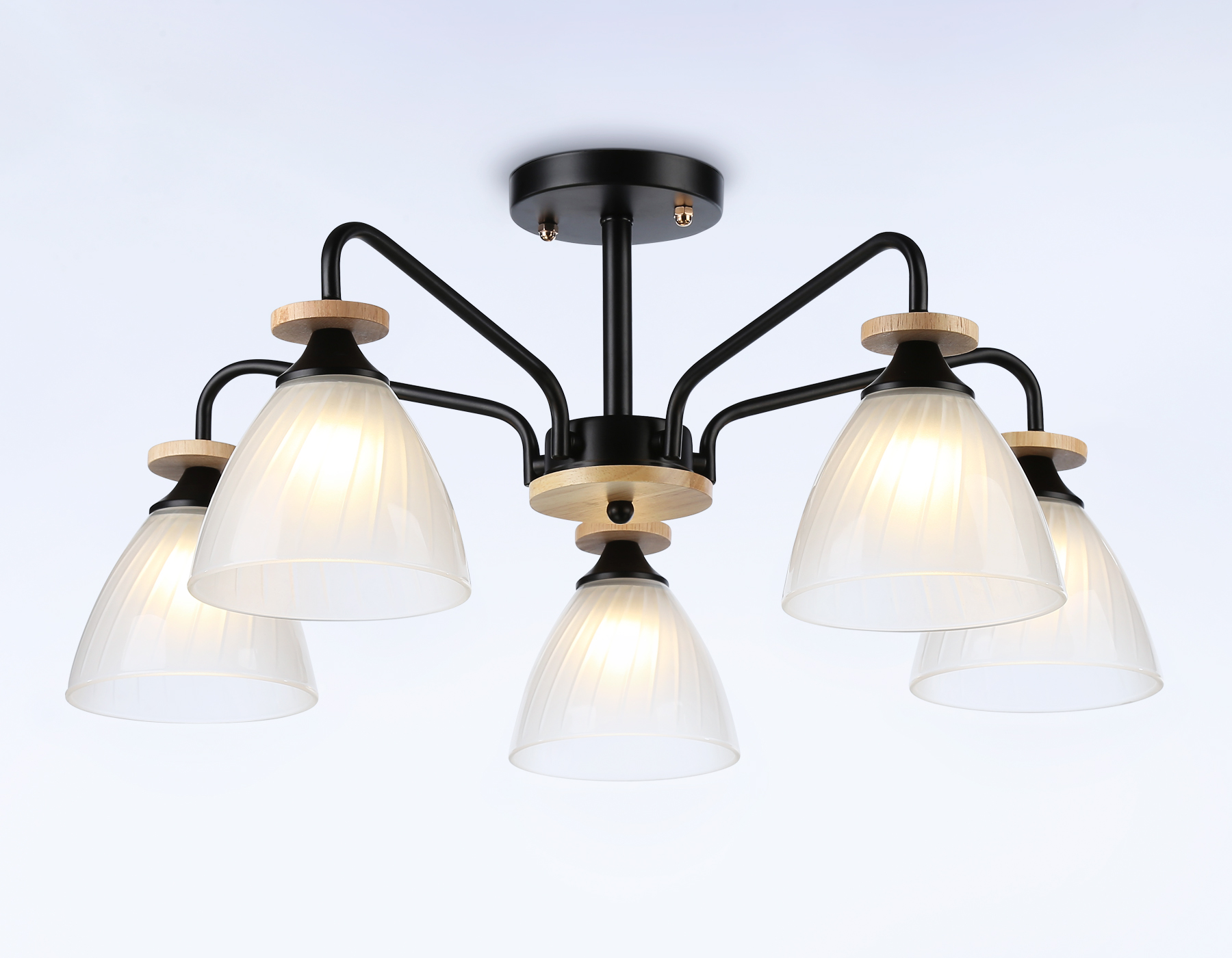 Светильник подвесной Ambrella TR9571/5 BK/FR черный/белый матовый E27/5 max 40W D620*250