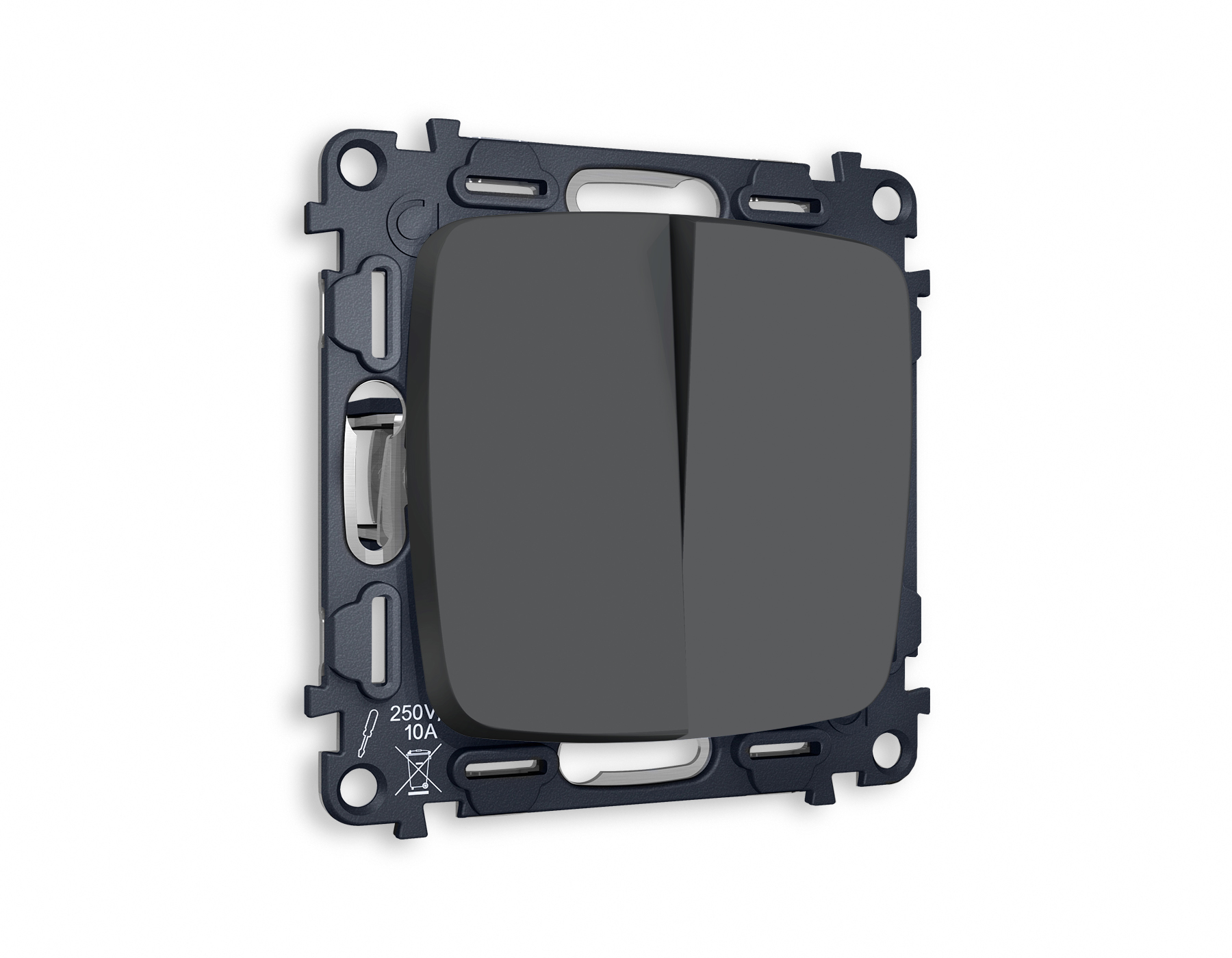 MO903020 Комплект механизма 2-кл проходного выключателя OMEGA Графит мягкое касание QUANT (OP9030, VM120)