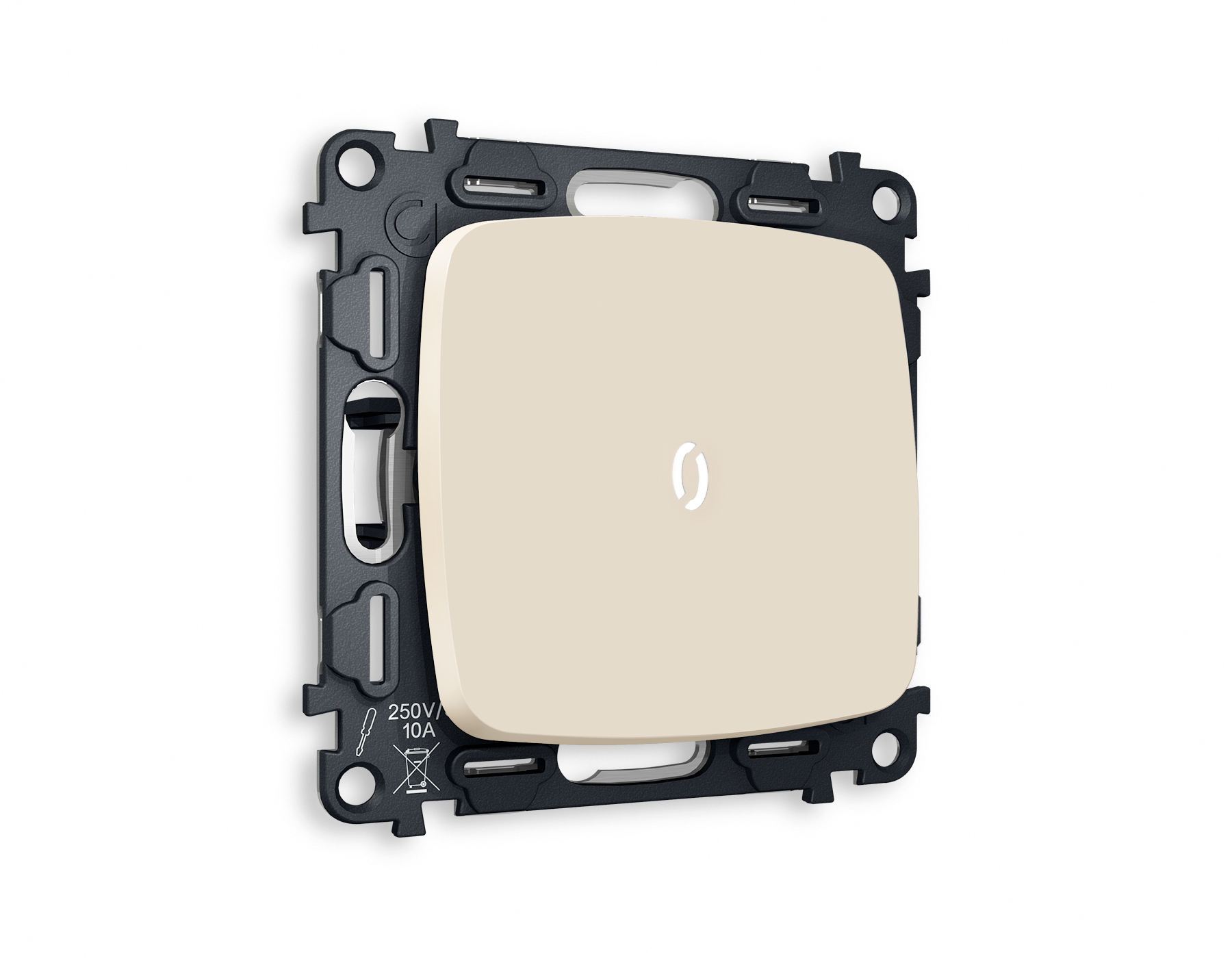 MO322015 Комплект механизма 1-кл выключателя с подсветкой 5600K OMEGA Бежевый матовый QUANT (OP3220, VM101, G14W)