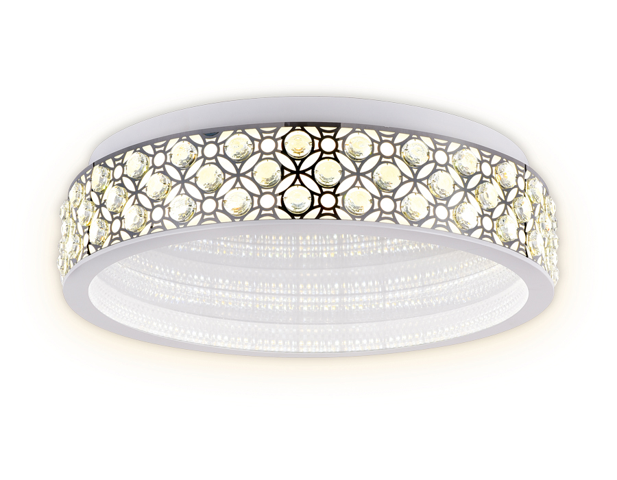 Потолочный светодиодный светильник  Ambrella с пультом FA9433 WH/CH белый/хром 112W